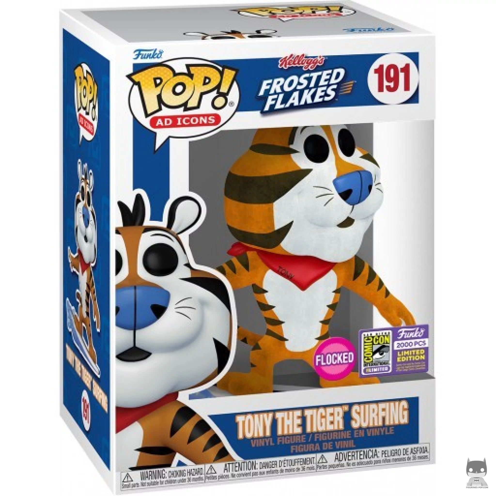 Figura Funko Pop! Tigre Tony surfeando (Flocado) en su caja