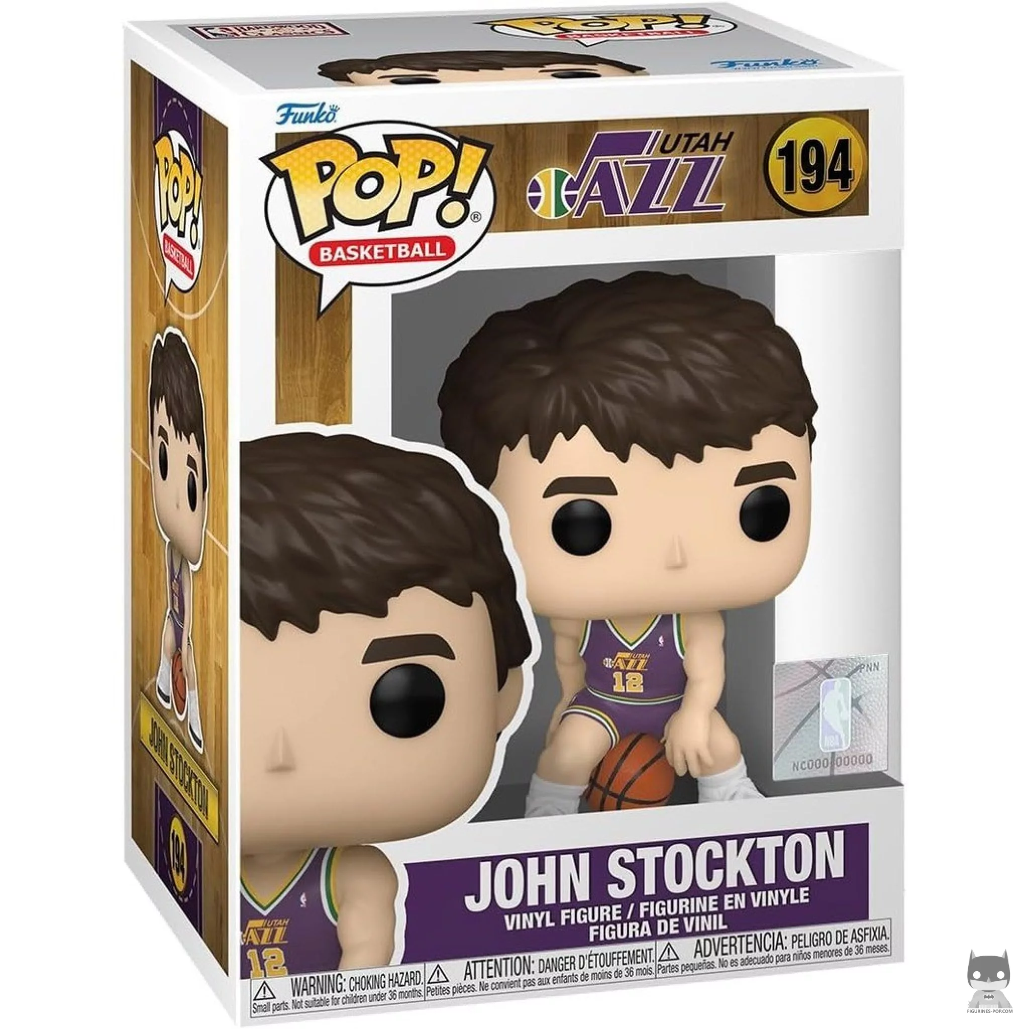 Figura Funko Pop! John Stockton (Camiseta morada) en su caja