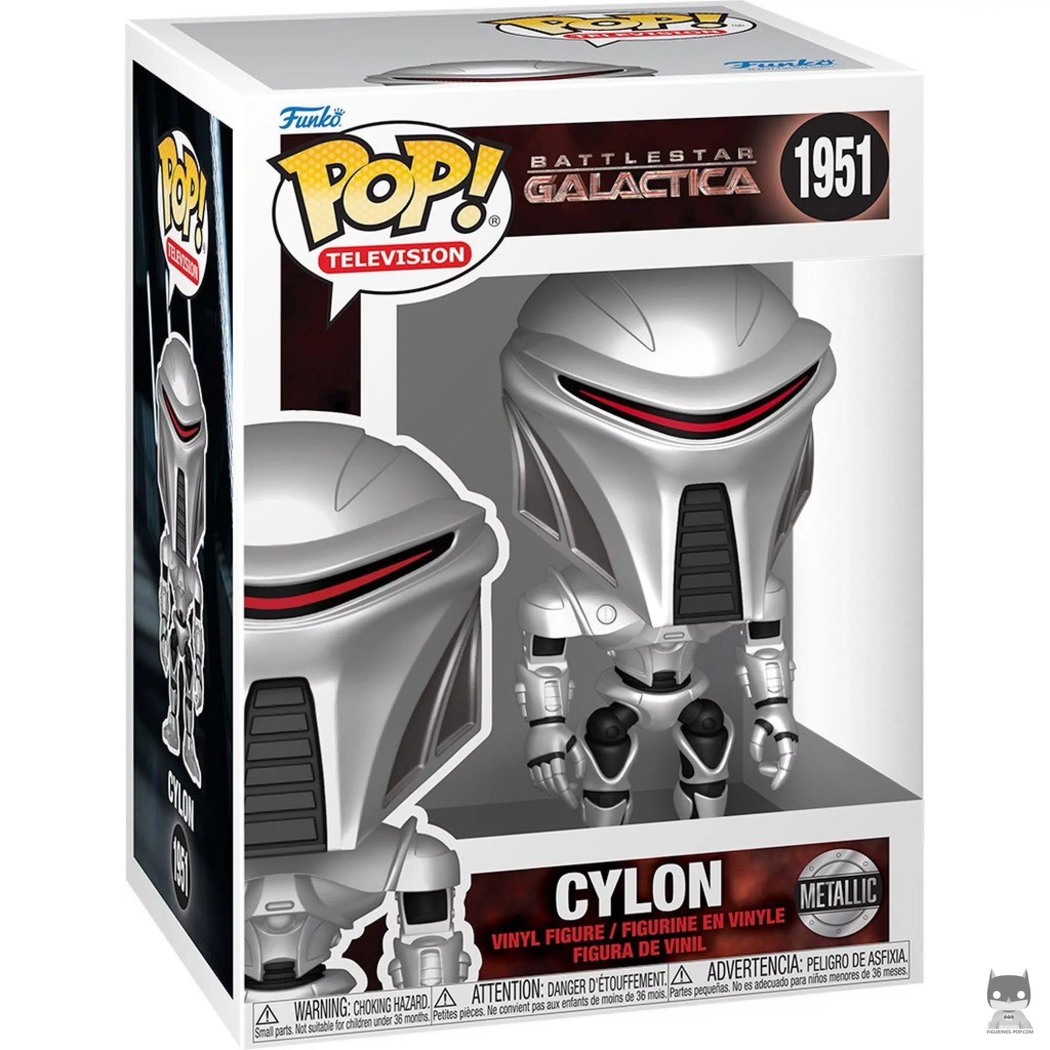 Figura Funko Pop! Cylon (Metalizado) en su caja