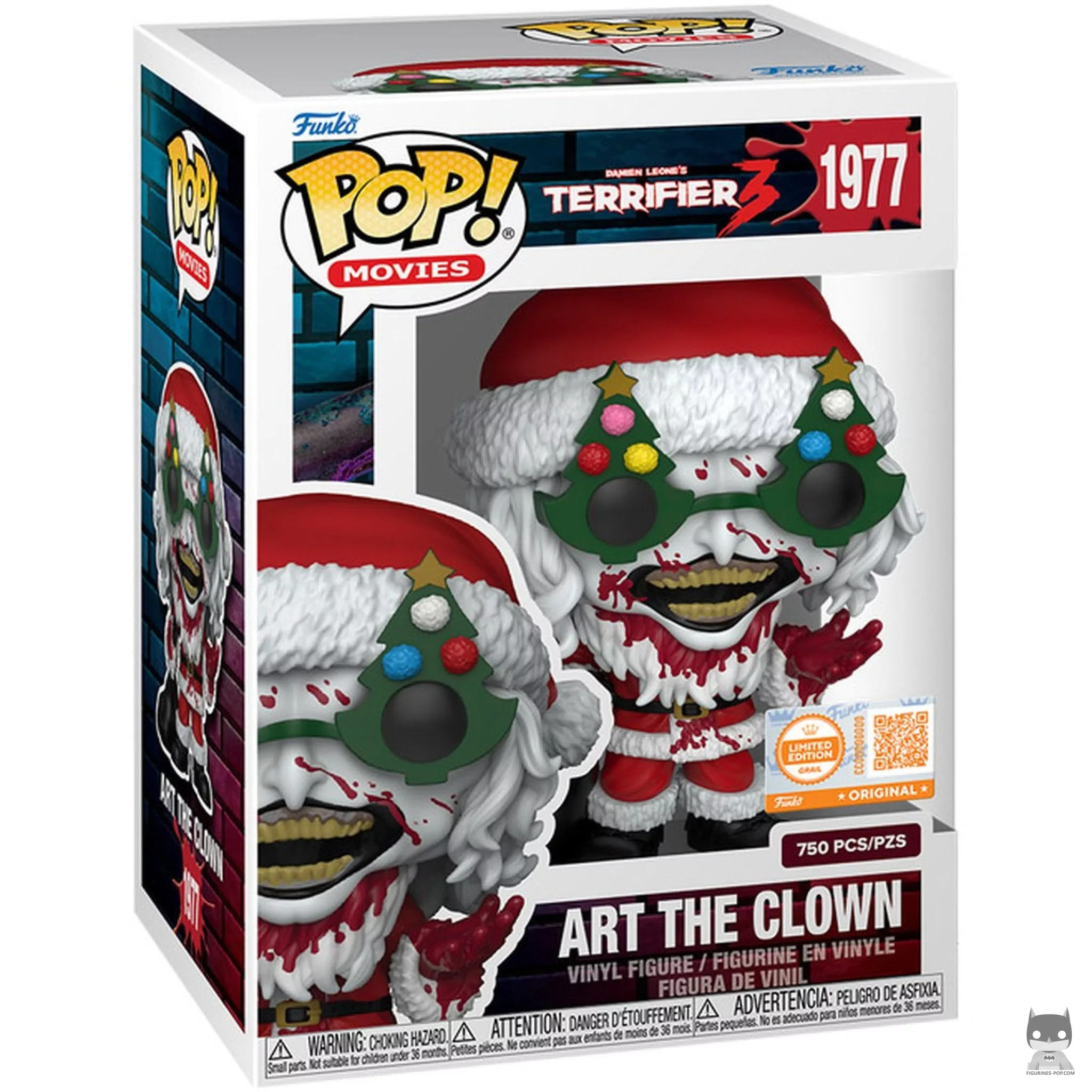 Figura Funko Pop! Art el Payaso con traje de Papá Noel (Ensangrentado) en su caja