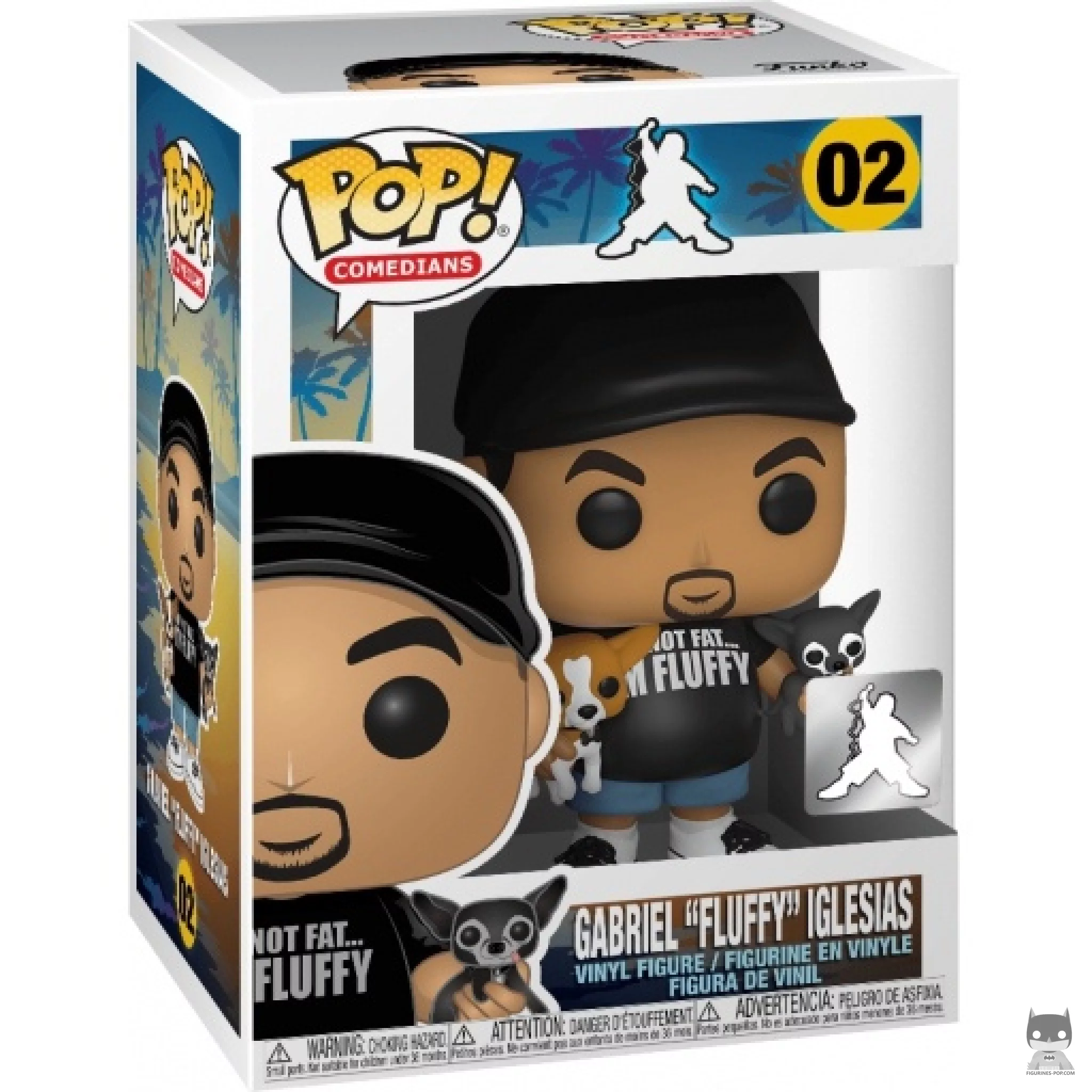 Figura Funko Pop! Gabriel "Fluffy" Iglesias con sus perros en su caja