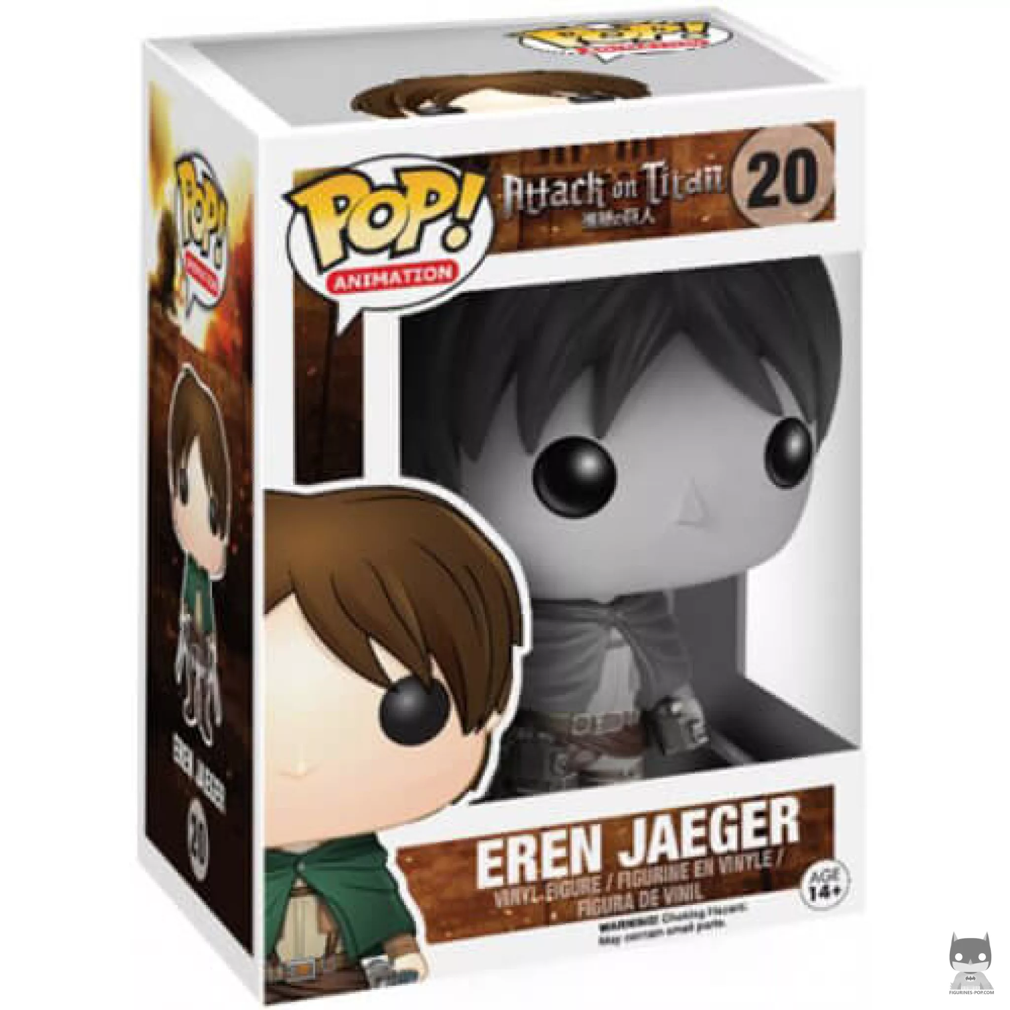 Figura Funko Pop! Eren Jaeger (Blanco y negro) en su caja