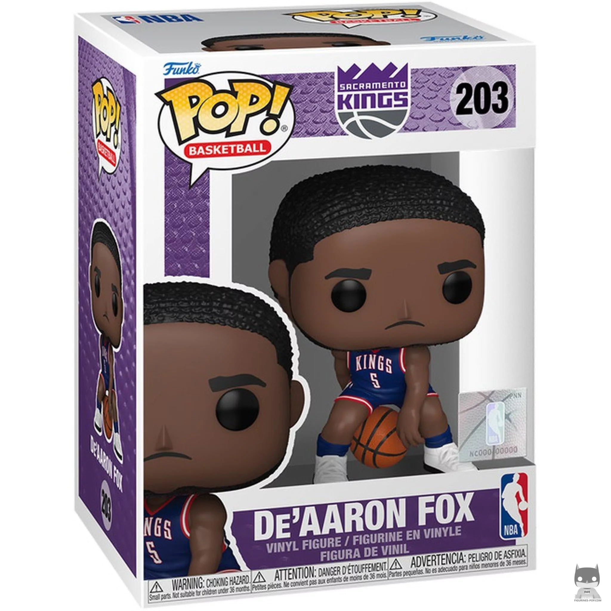 Figura Funko Pop! De'Aaron Fox (Uniforme City Edition 2024) en su caja