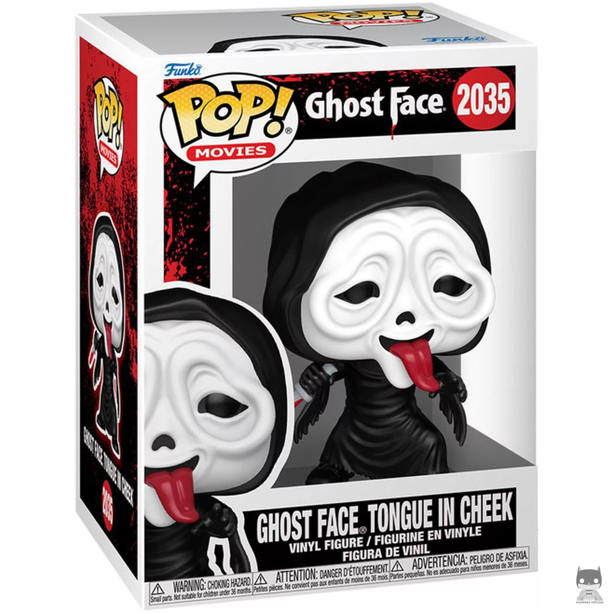 Figura Funko Pop! Ghost Face con la lengua fuera en su caja