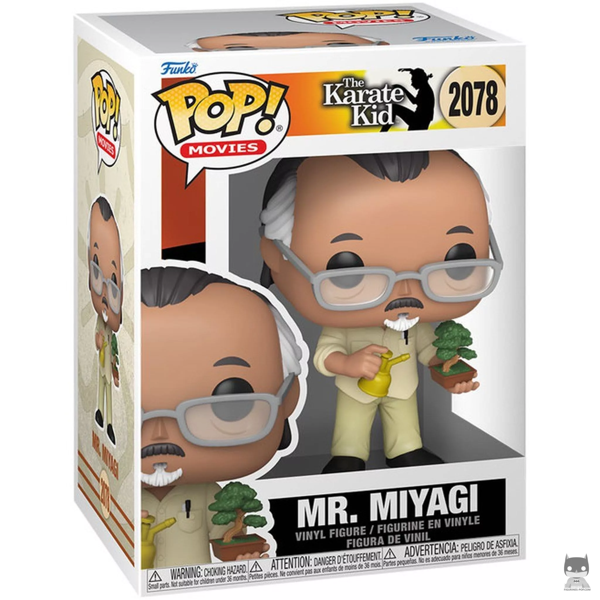 Figura Funko Pop! Sr. Miyagi con bonsái en su caja