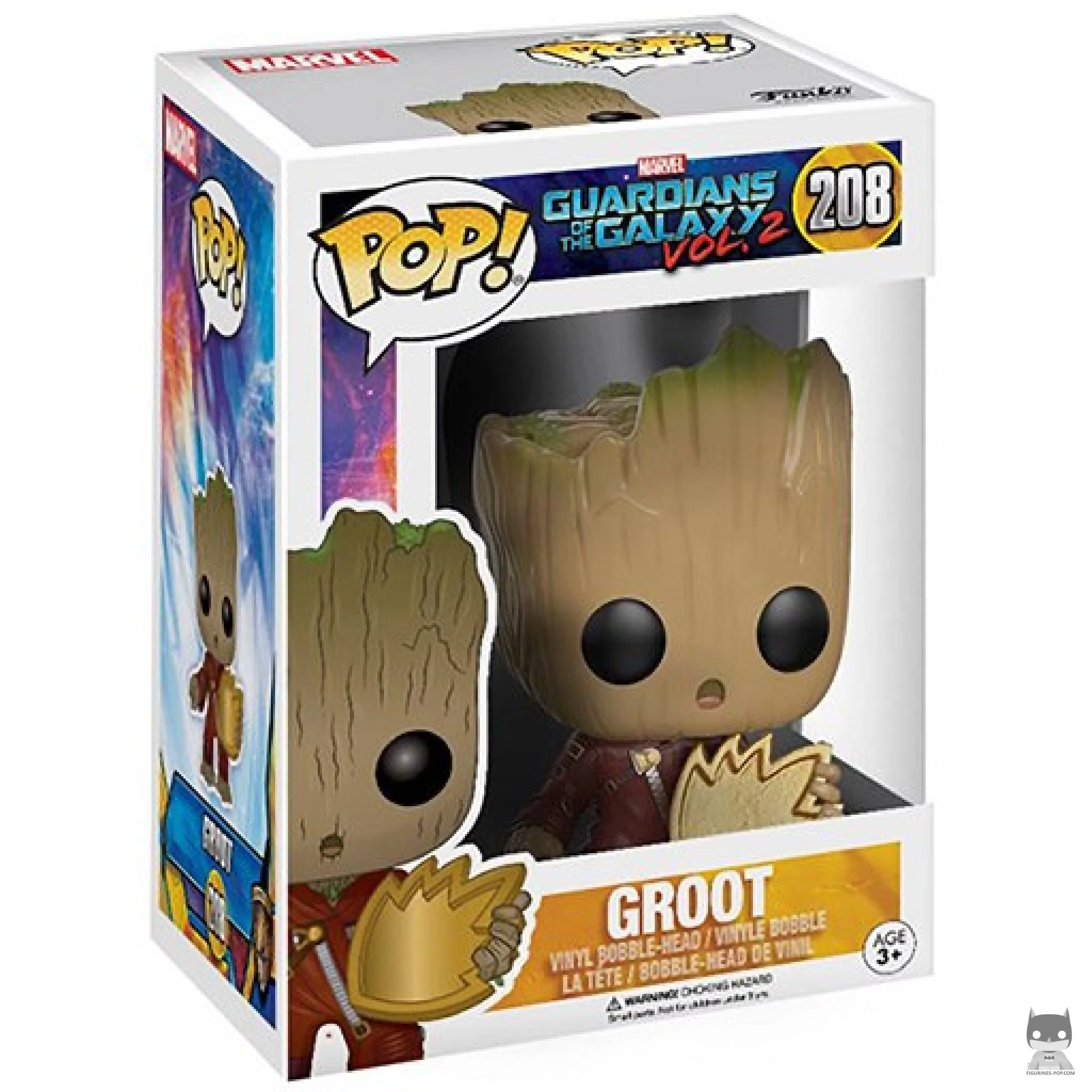 Figura Funko Pop! Groot (con parche) en su caja