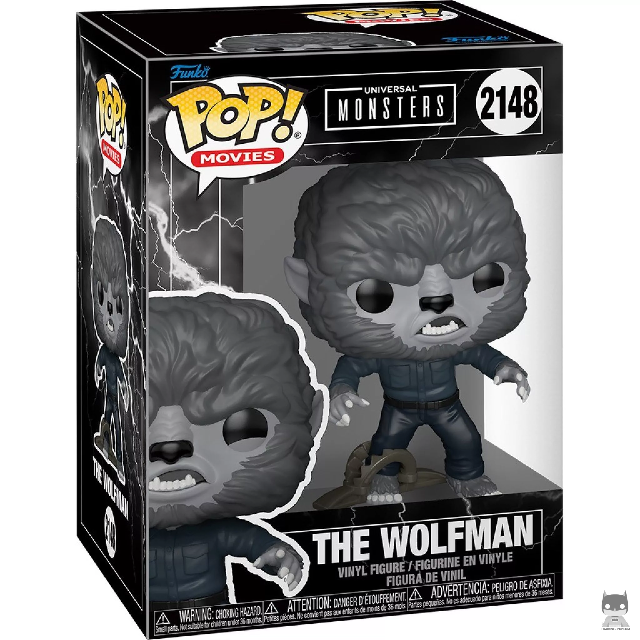 Figura Funko Pop! El Hombre Lobo (Blanco y negro) en su caja