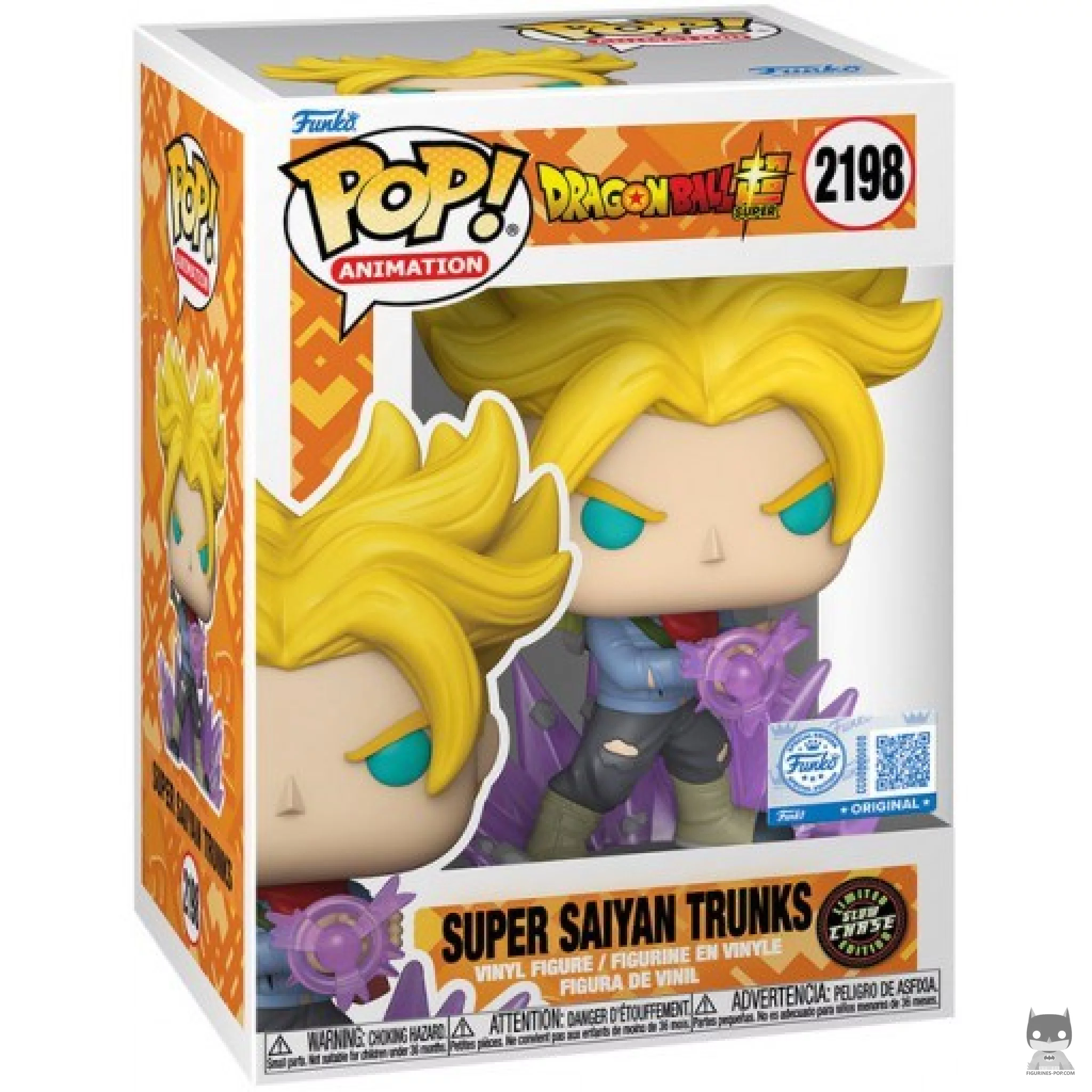 Figura Funko Pop! Trunks Super Saiyan (Chase & Brilla en la oscuridad) en su caja