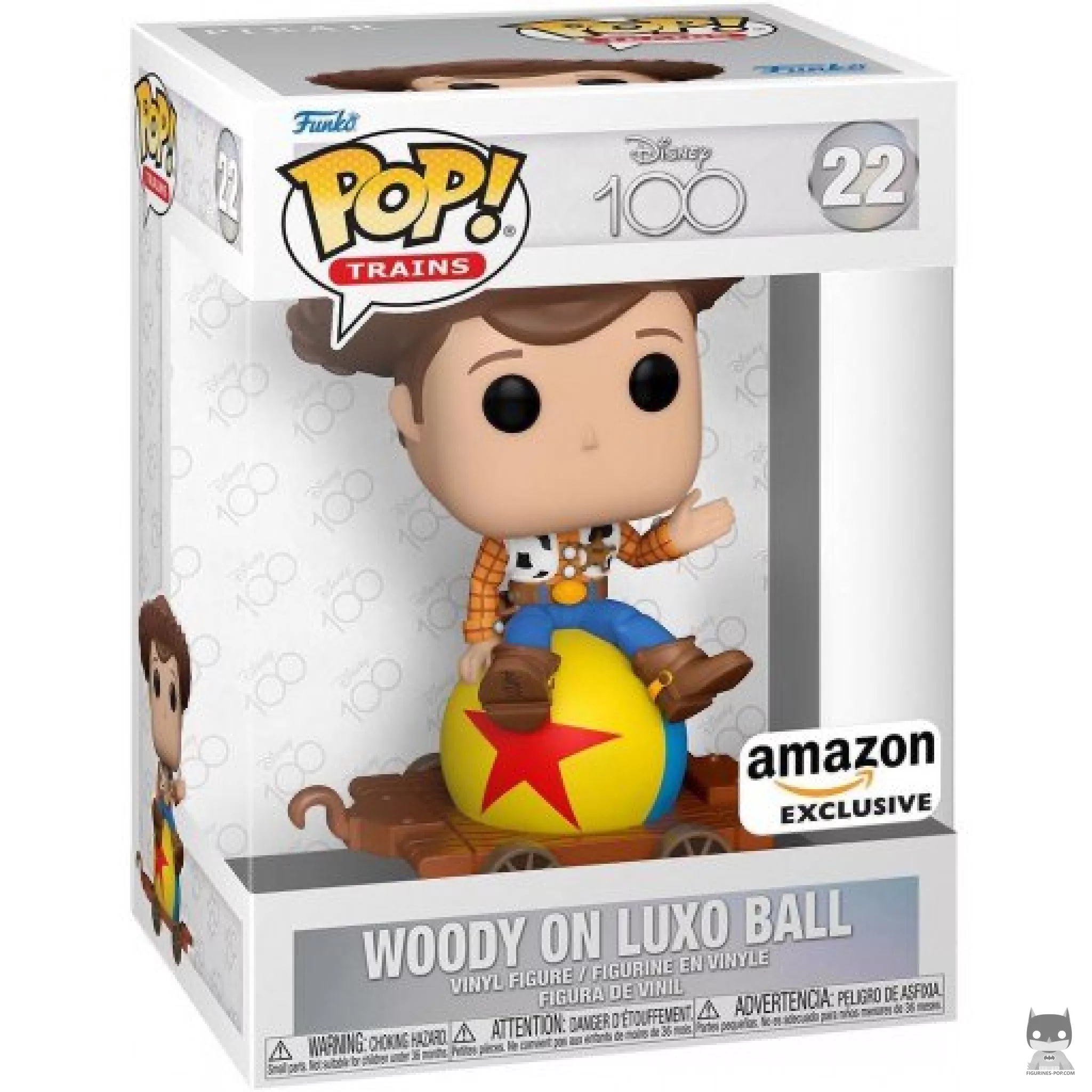 Figura Funko Pop! Woody sobre la pelota Luxo en su caja