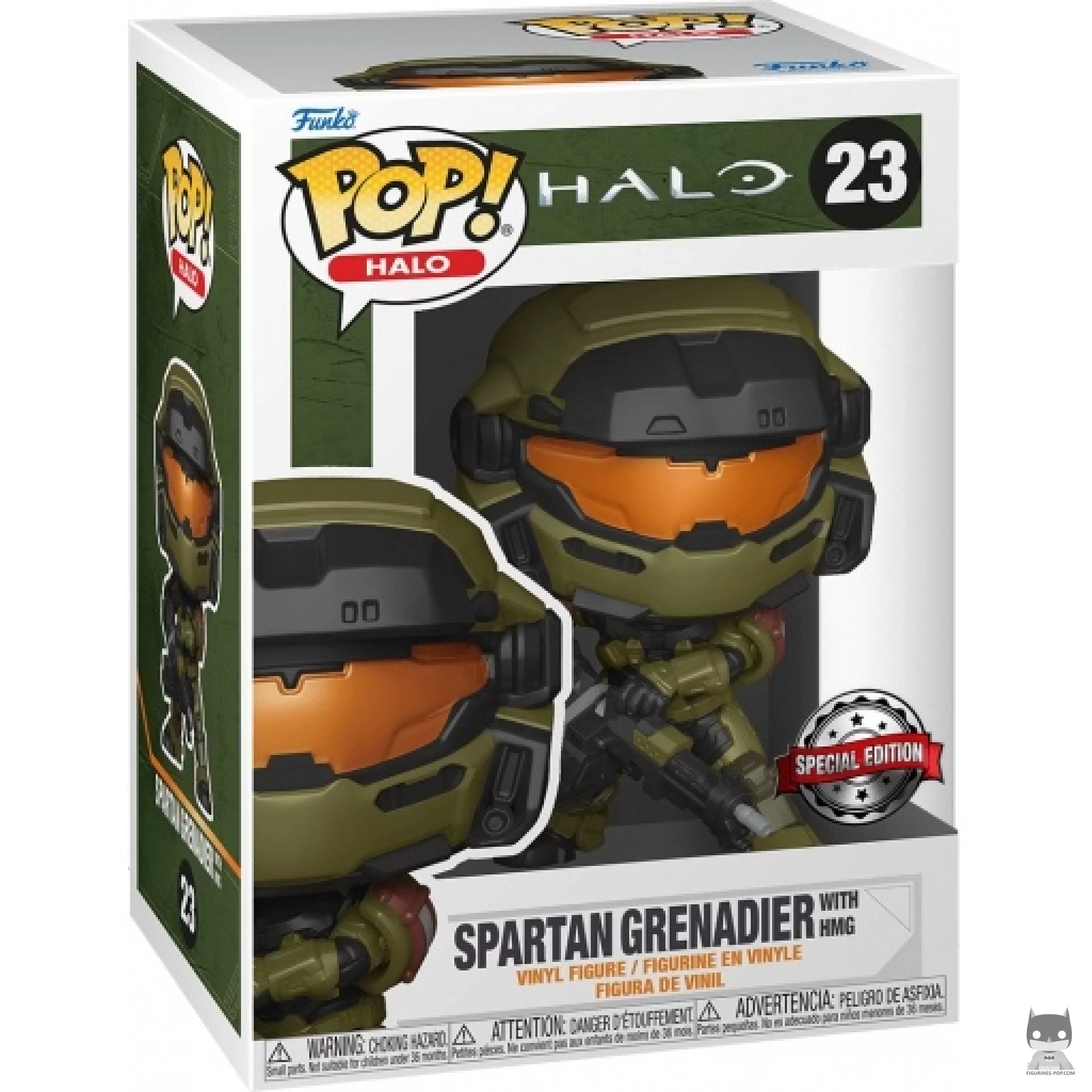 Figura Funko Pop! Granadero espartano con HMG en su caja