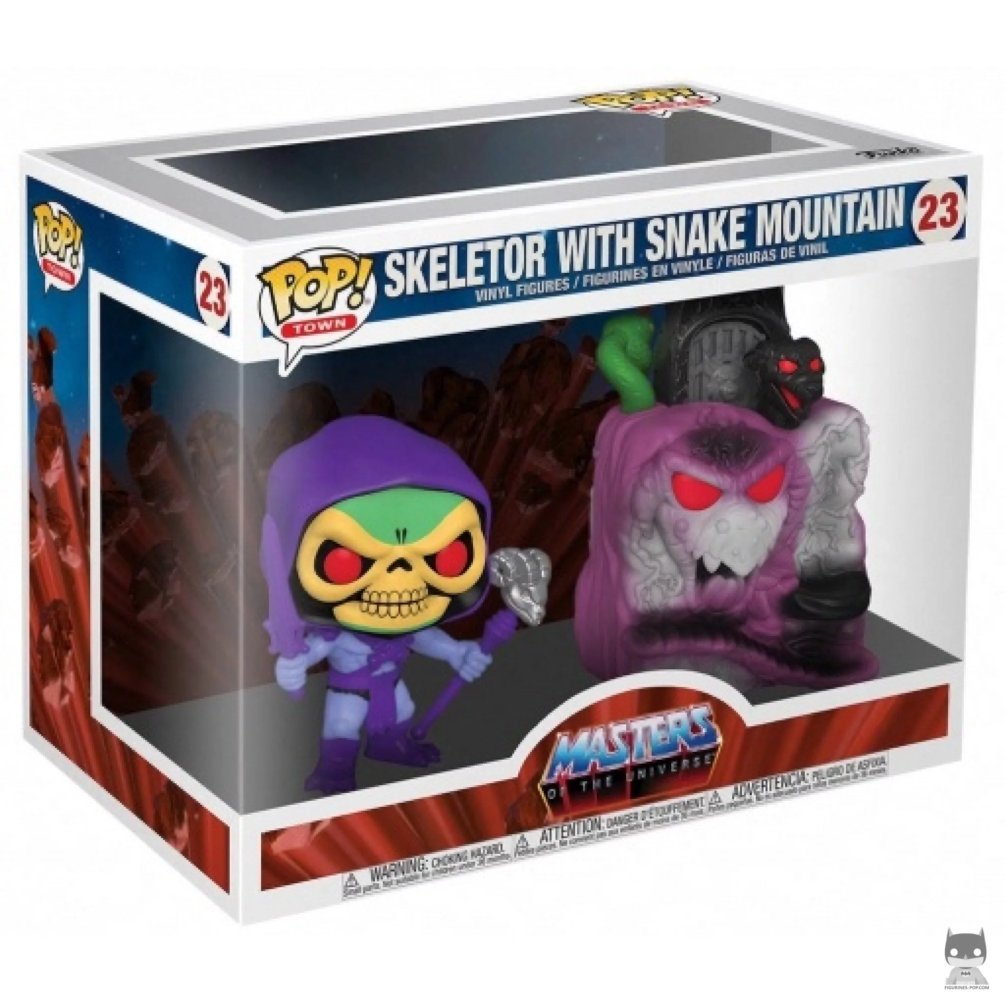 Figura Funko Pop! Skeletor con la Montaña de la Serpiente en su caja