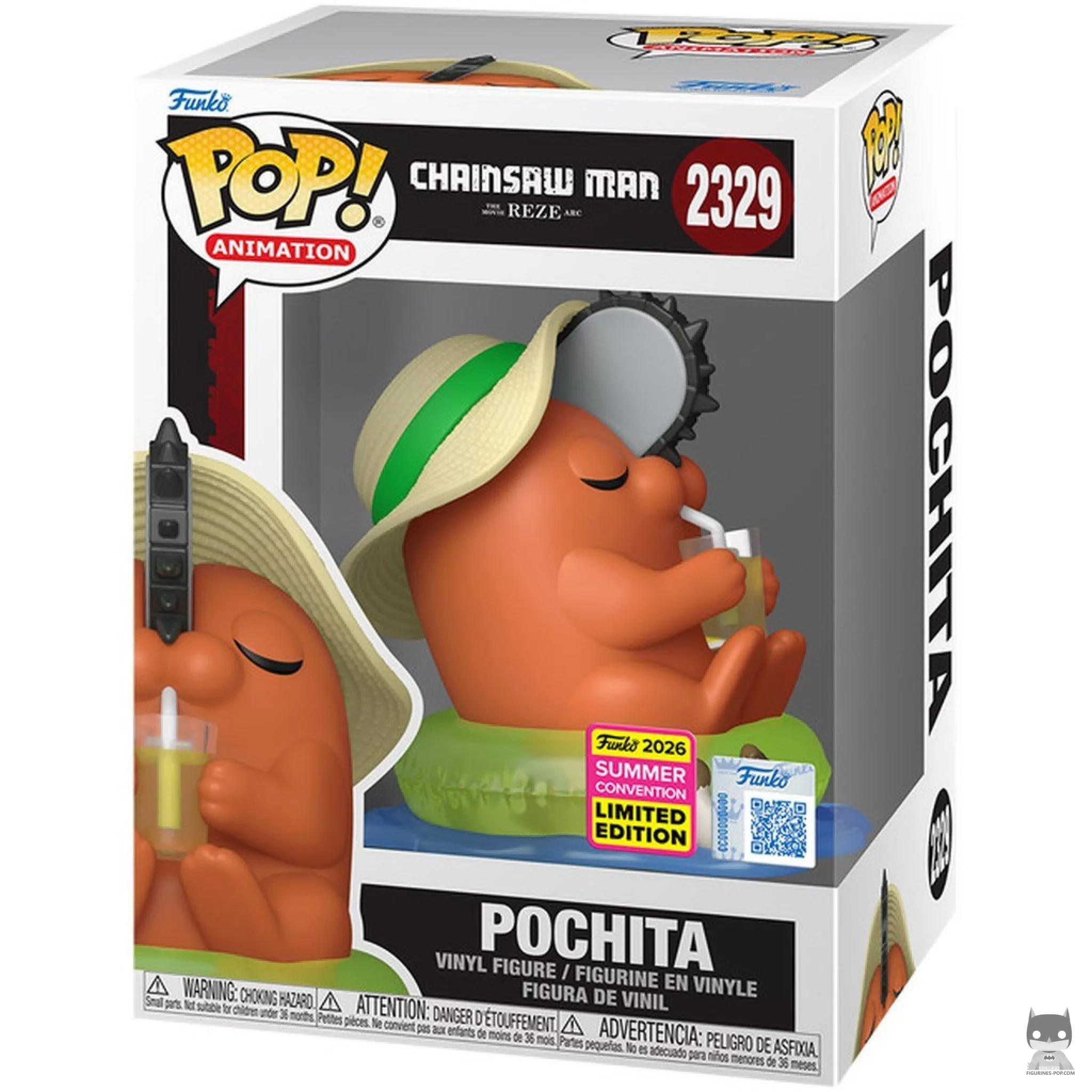 Figura Funko Pop! Pochita con sombrero de sol en su caja