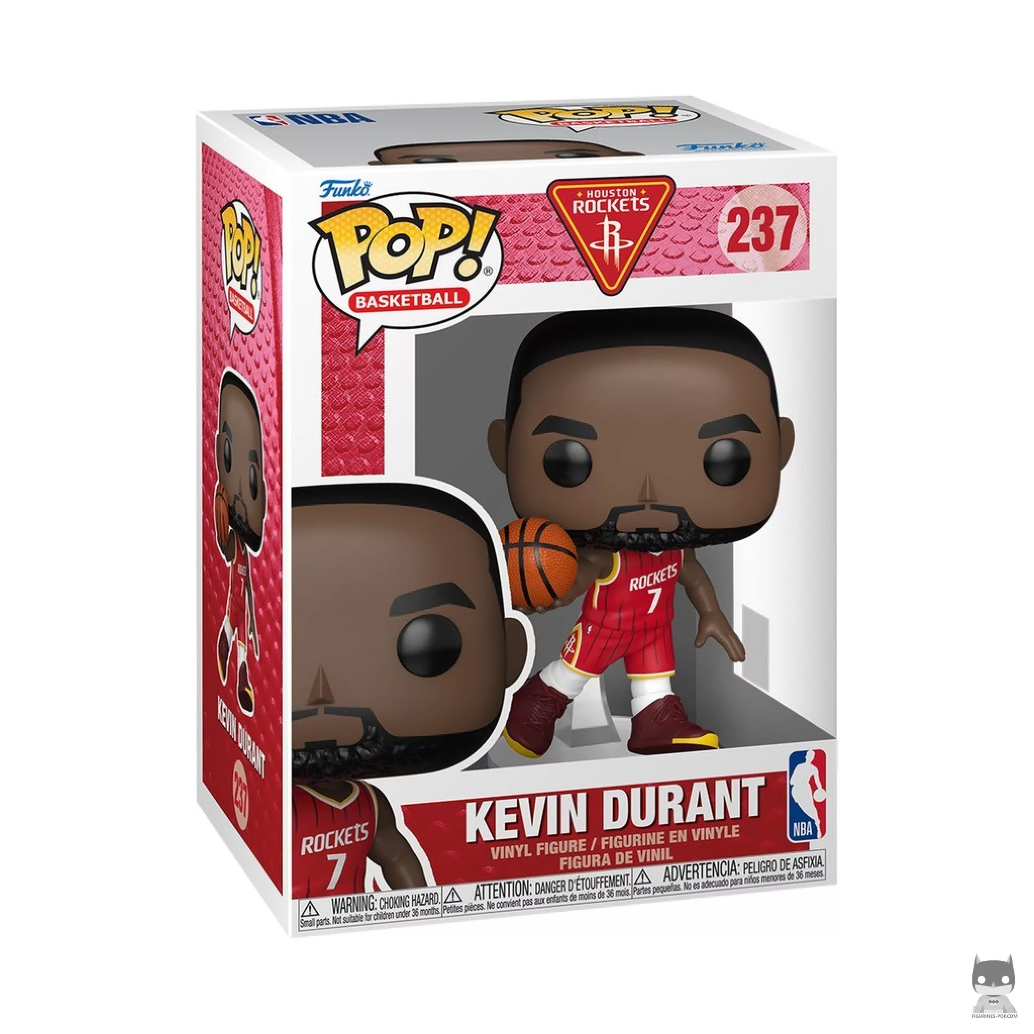 Figura Funko Pop! Kevin Durant (Camiseta roja Icon Edition) en su caja