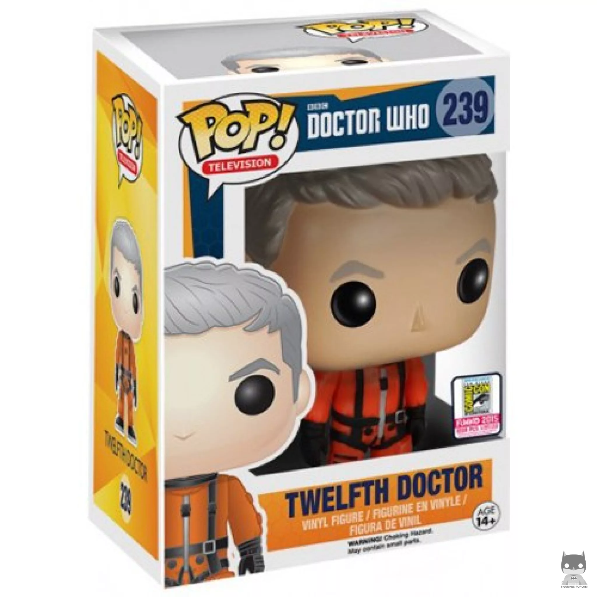 Figura Funko Pop! Duodécimo Doctor (Traje espacial naranja) en su caja