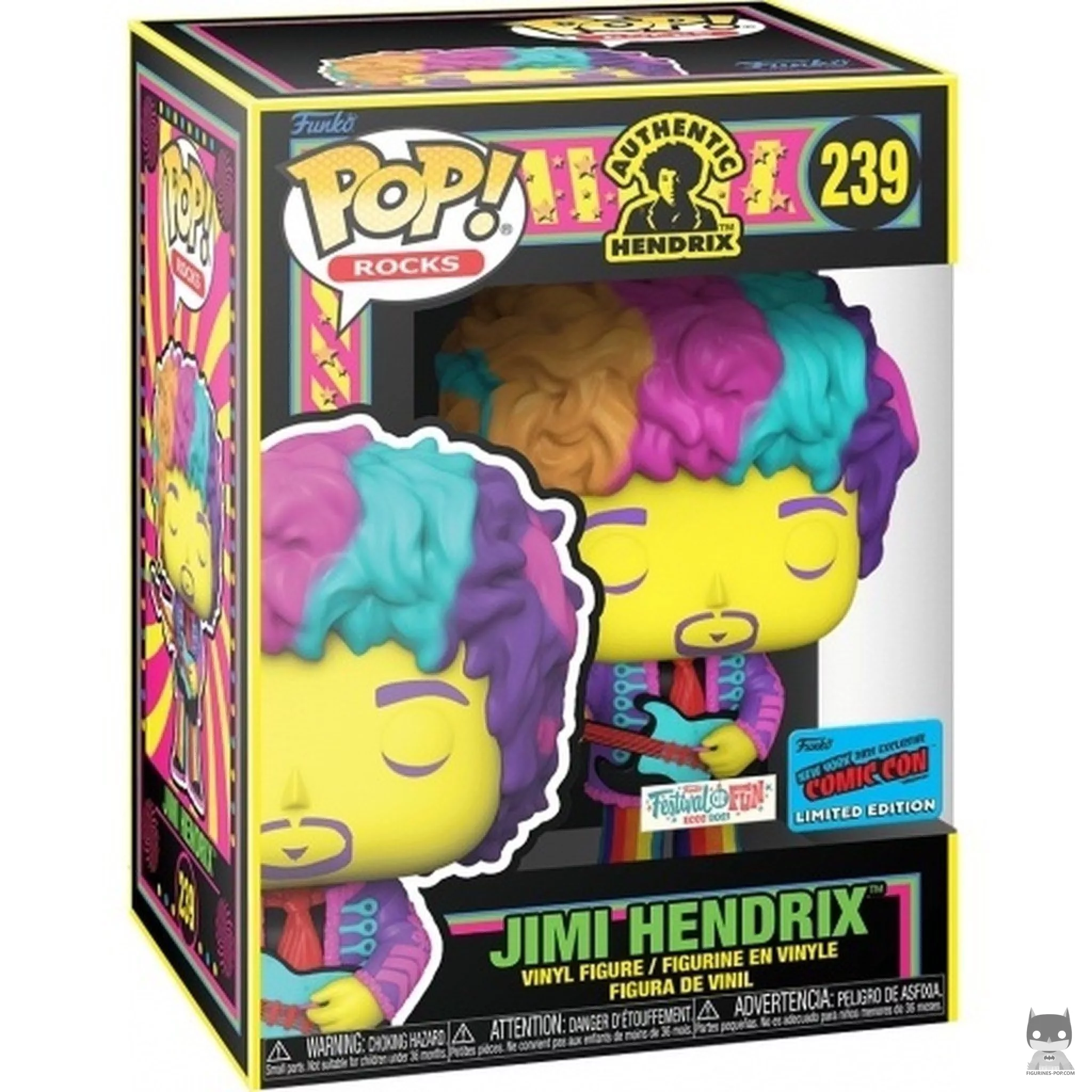 Figura Funko Pop! Jimi Hendrix (Luz negra) en su caja