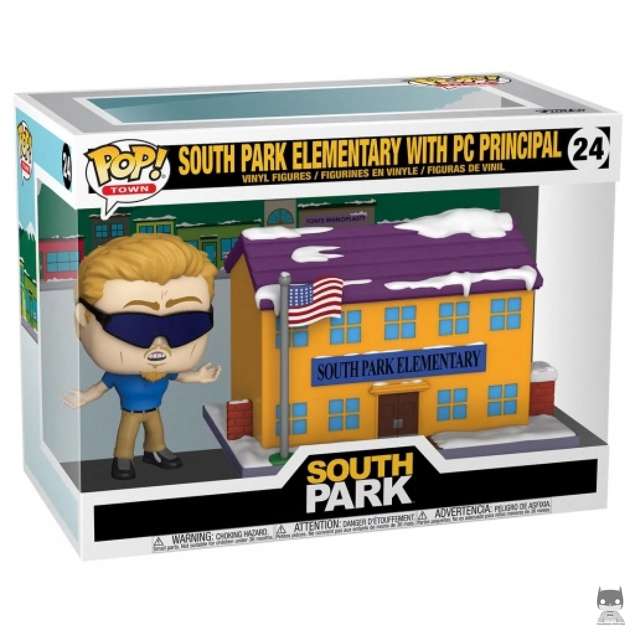 Figura Funko Pop! Escuela Primaria de South Park con el Director PC en su caja