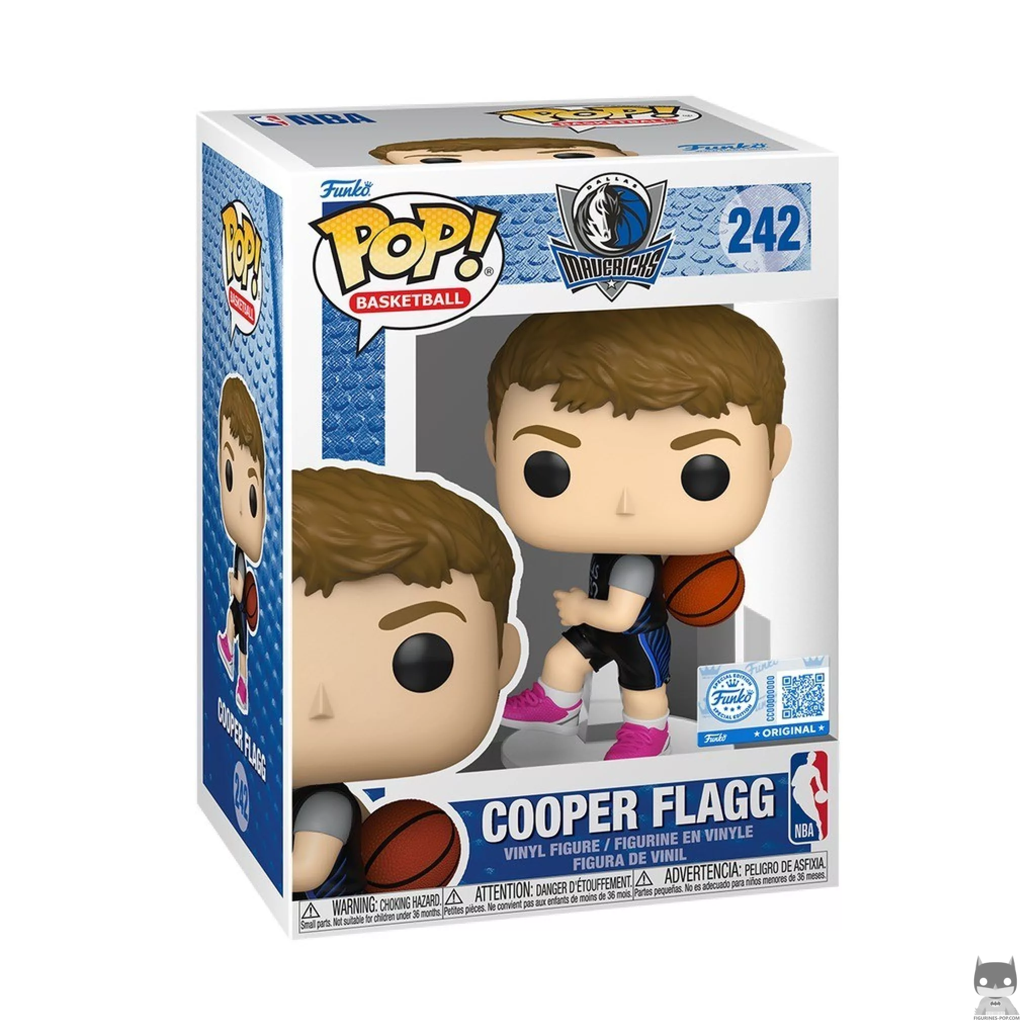 Figura Funko Pop! Cooper Flagg (Camiseta negra City Edition) en su caja