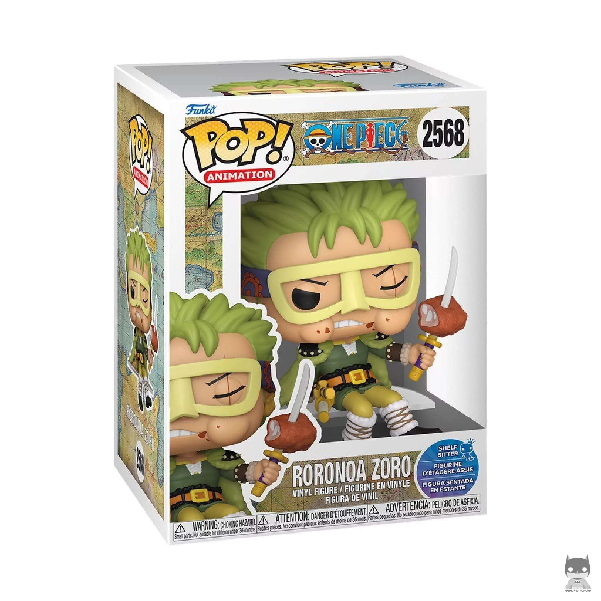 Figura Funko Pop! Roronoa Zoro (Shelf Sitter) en su caja