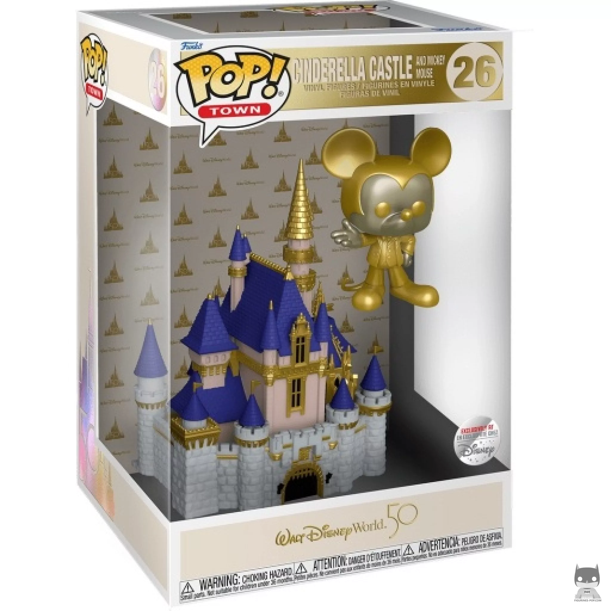 Figura Funko Pop! Castillo de Cenicienta & Mickey Mouse (Dorado) en su caja
