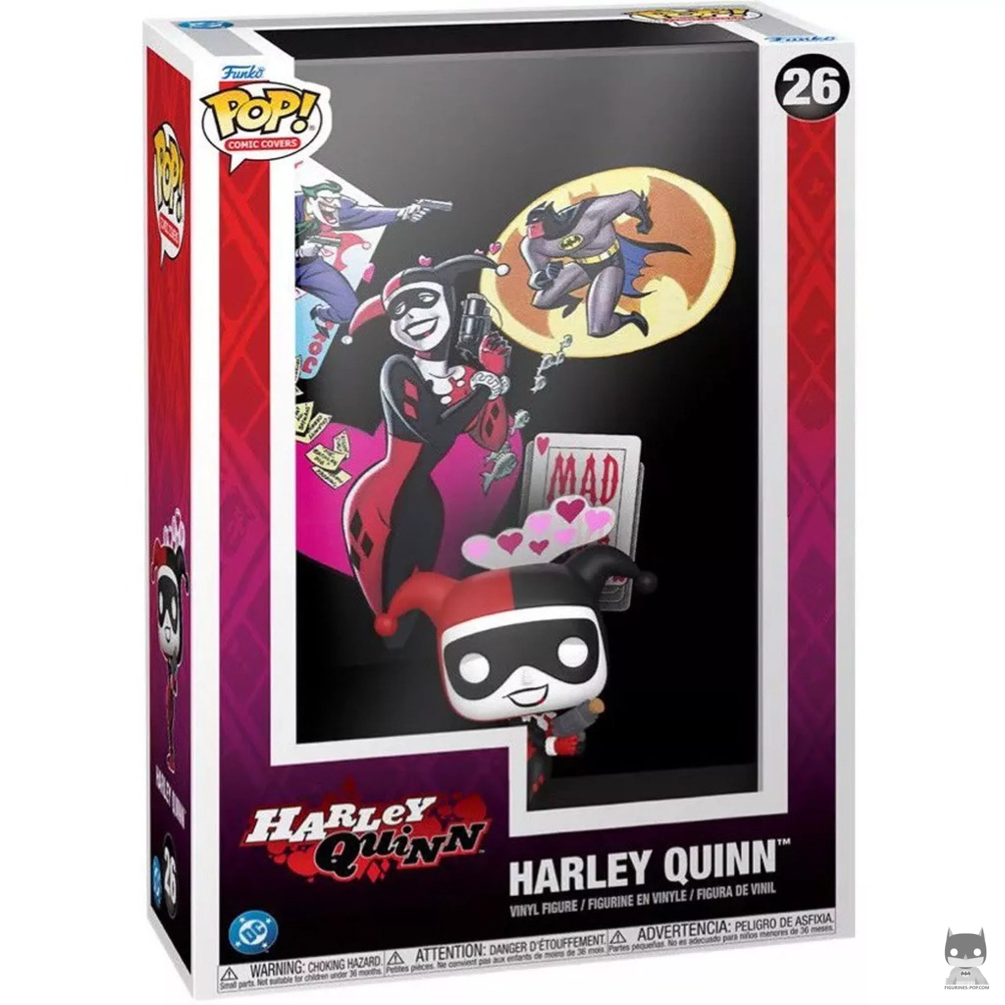 Figura Funko Pop! Harley Quinn (Batman Adventures: Mad Love) (Portada de cómic) en su caja