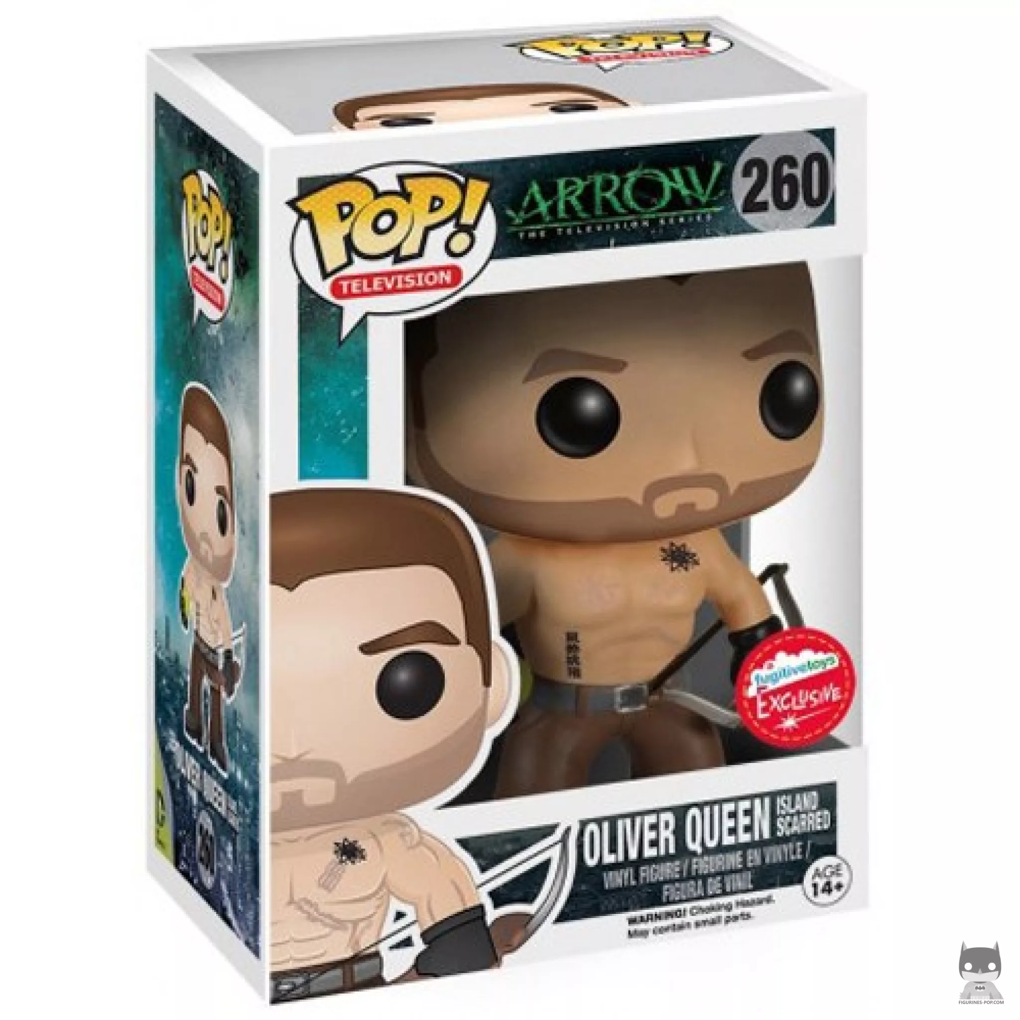 Figura Funko Pop! Oliver Queen (Cicatrices de la isla) en su caja