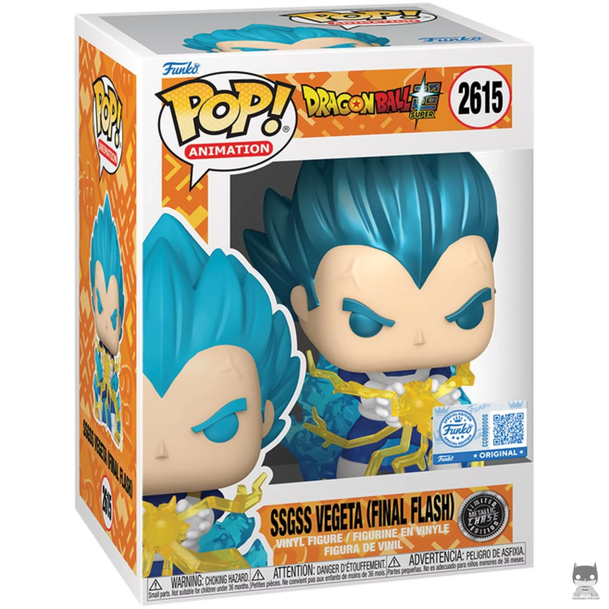 Figura Funko Pop! Vegeta SSGSS (Final Flash) (Chase & Metalizado) en su caja