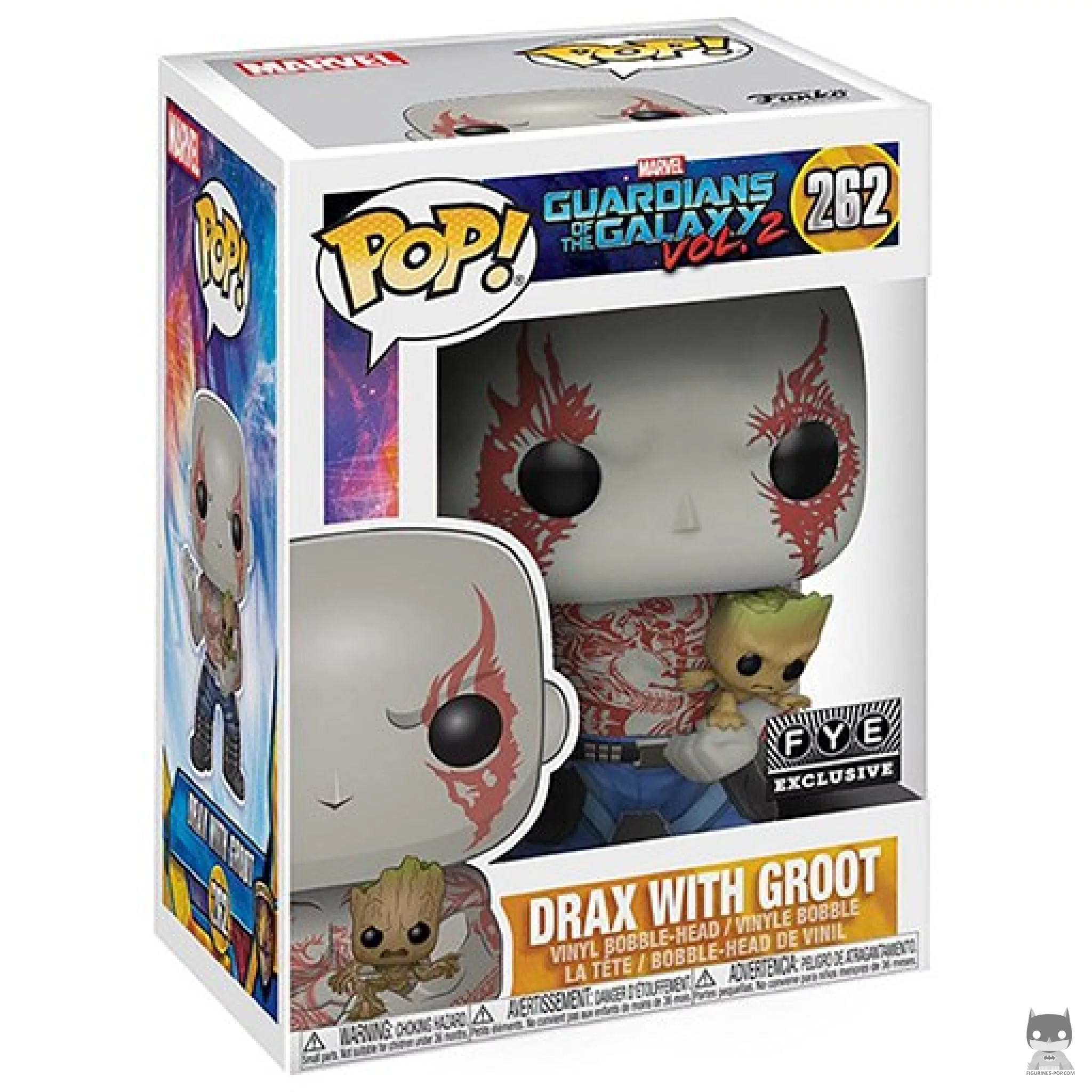 Figura Funko Pop! Drax con Baby Groot en su caja
