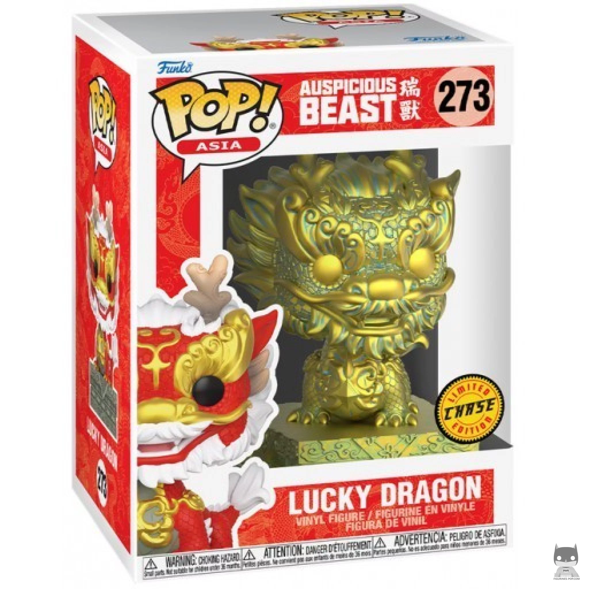 Figura Funko Pop! Dragón de la suerte (Chase) en su caja
