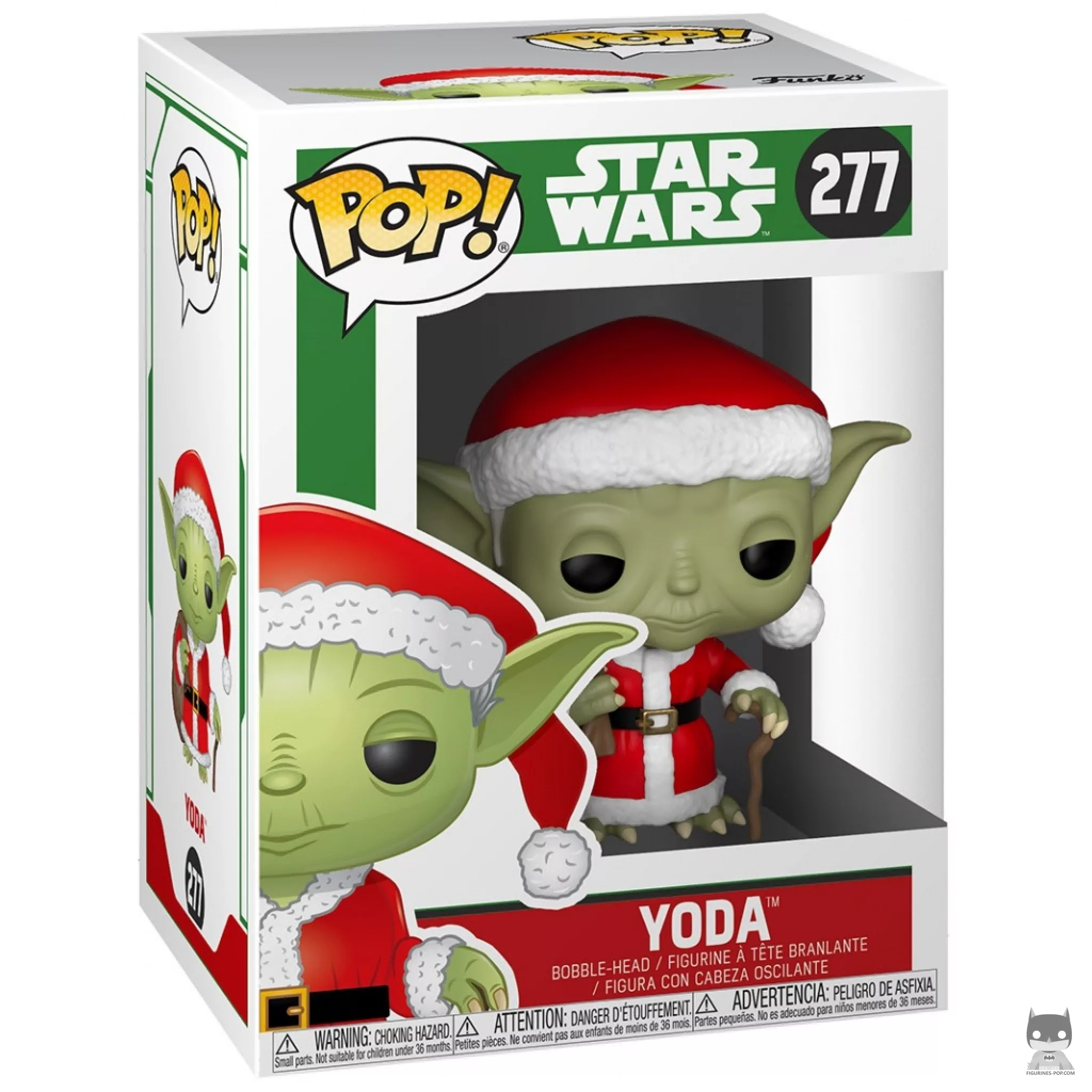 Figura Funko Pop! Yoda como Papá Noel en su caja
