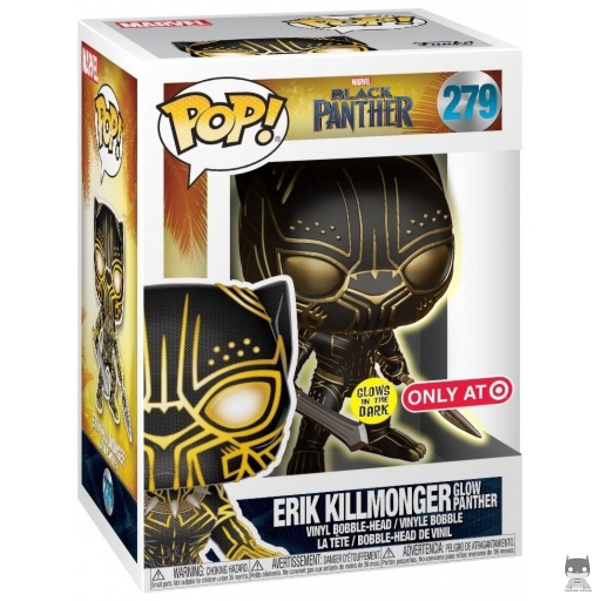Figura Funko Pop! Erik Killmonger como Pantera en su caja