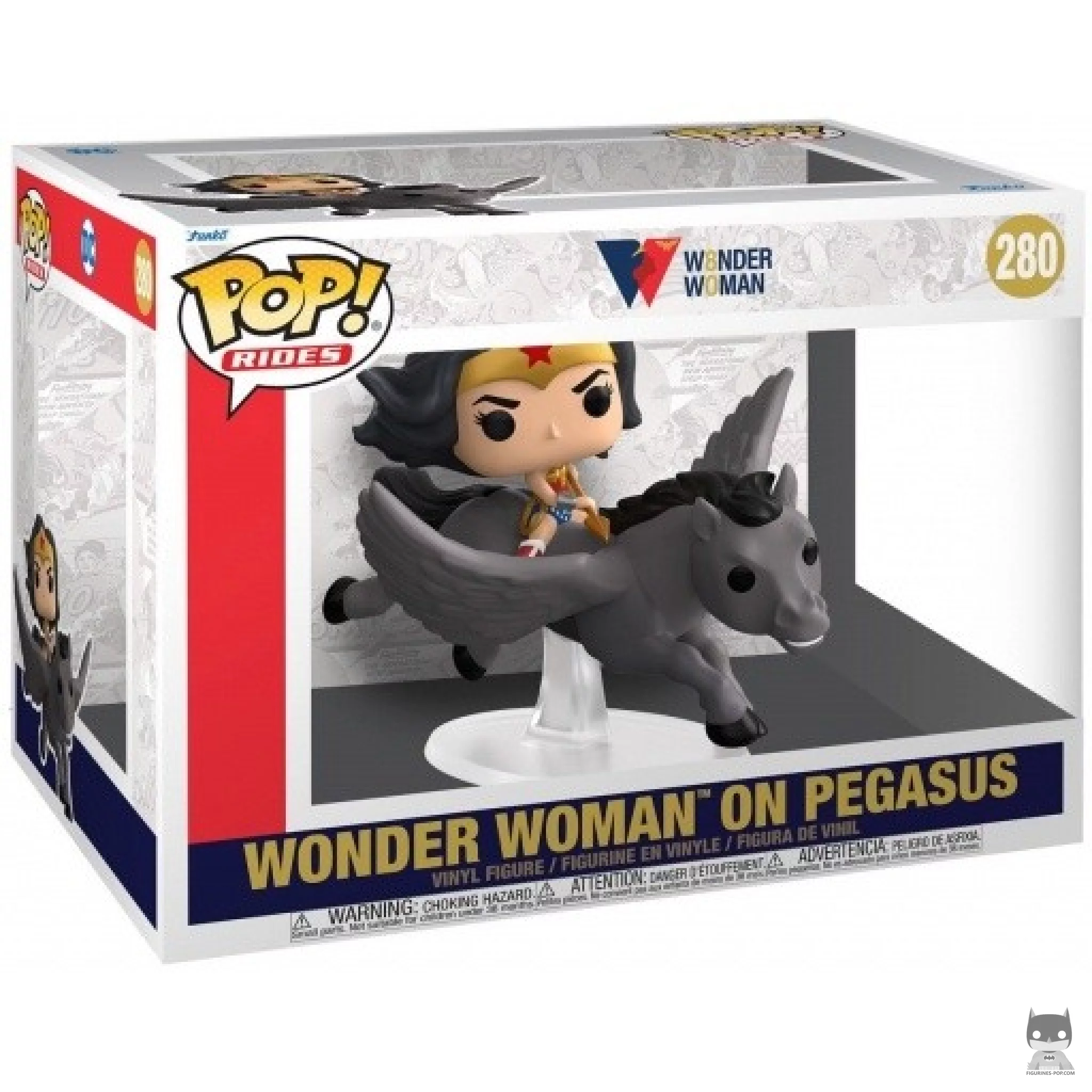 Figura Funko Pop! Wonder Woman sobre Pegaso en su caja