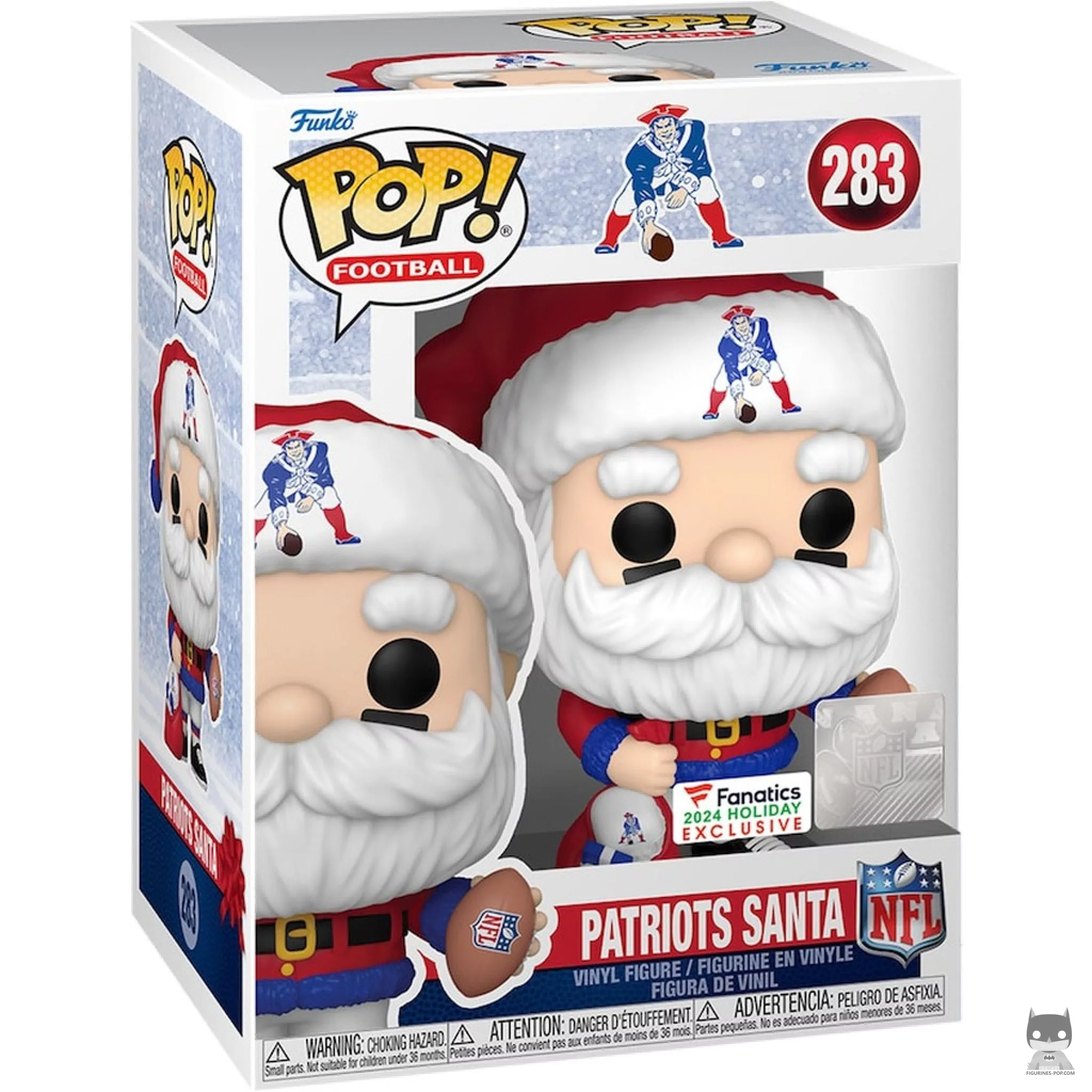 Figura Funko Pop! Papá Noel de los Patriots en su caja