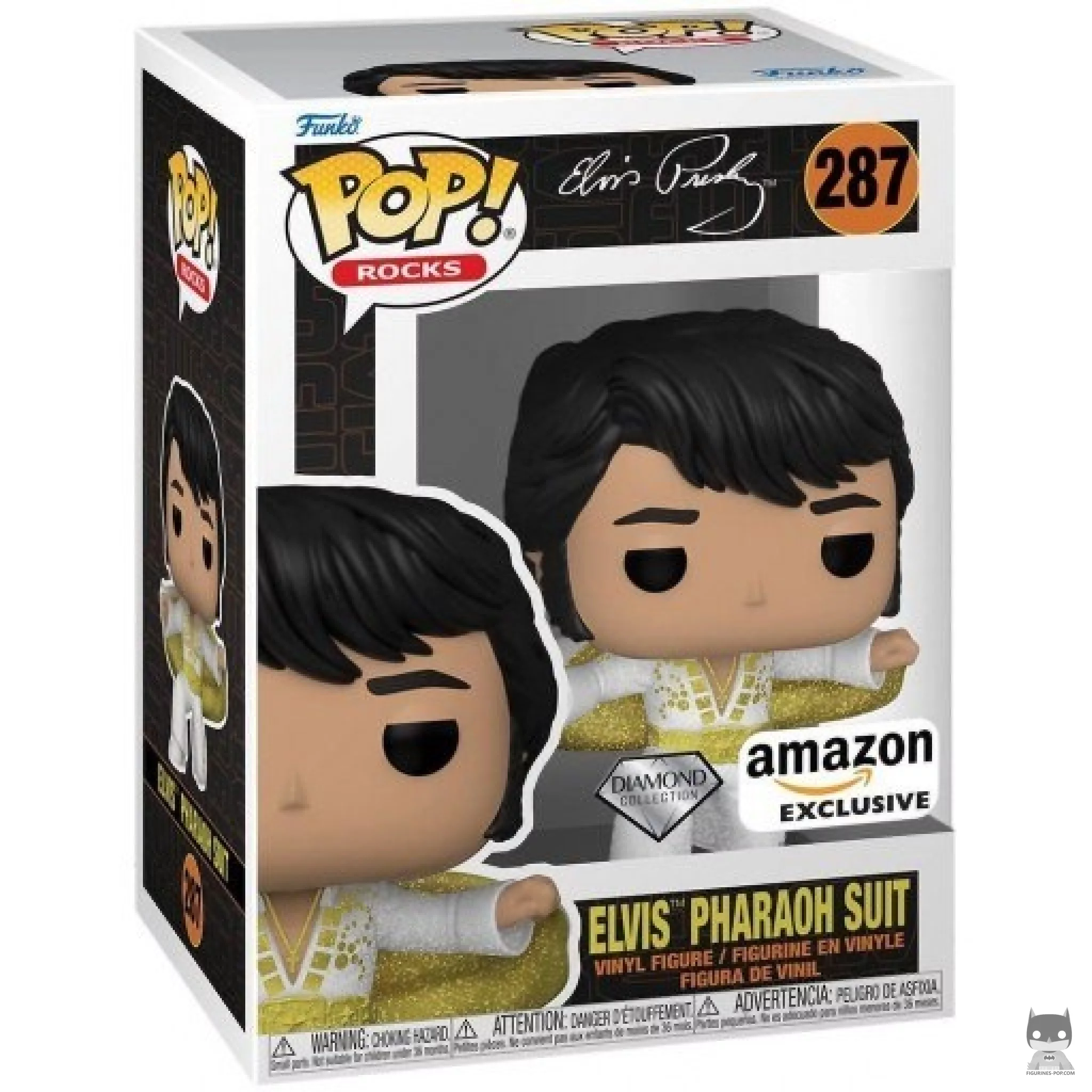Figura Funko Pop! Elvis con traje de faraón (Purpurina diamante) en su caja