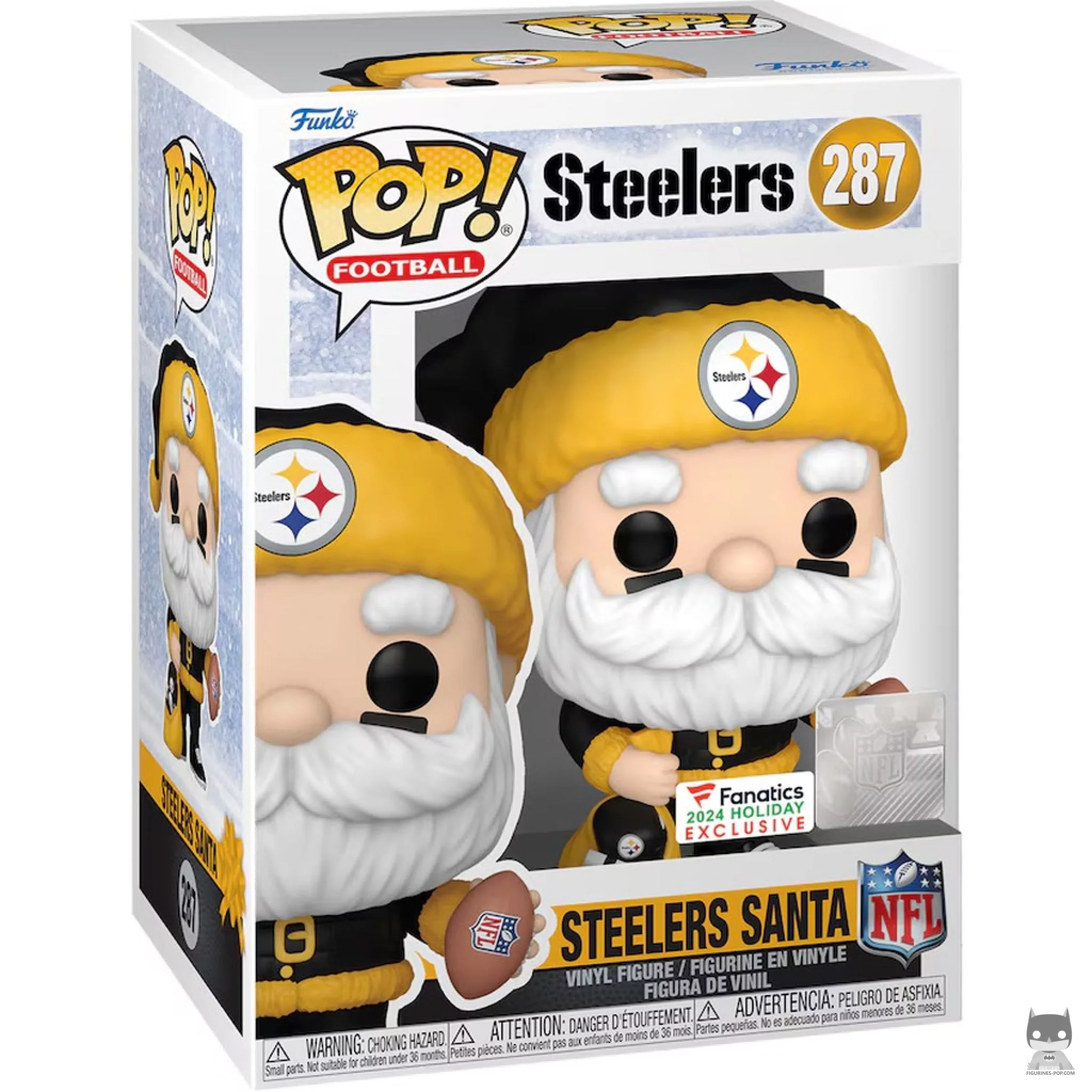 Figura Funko Pop! Papá Noel de los Steelers en su caja