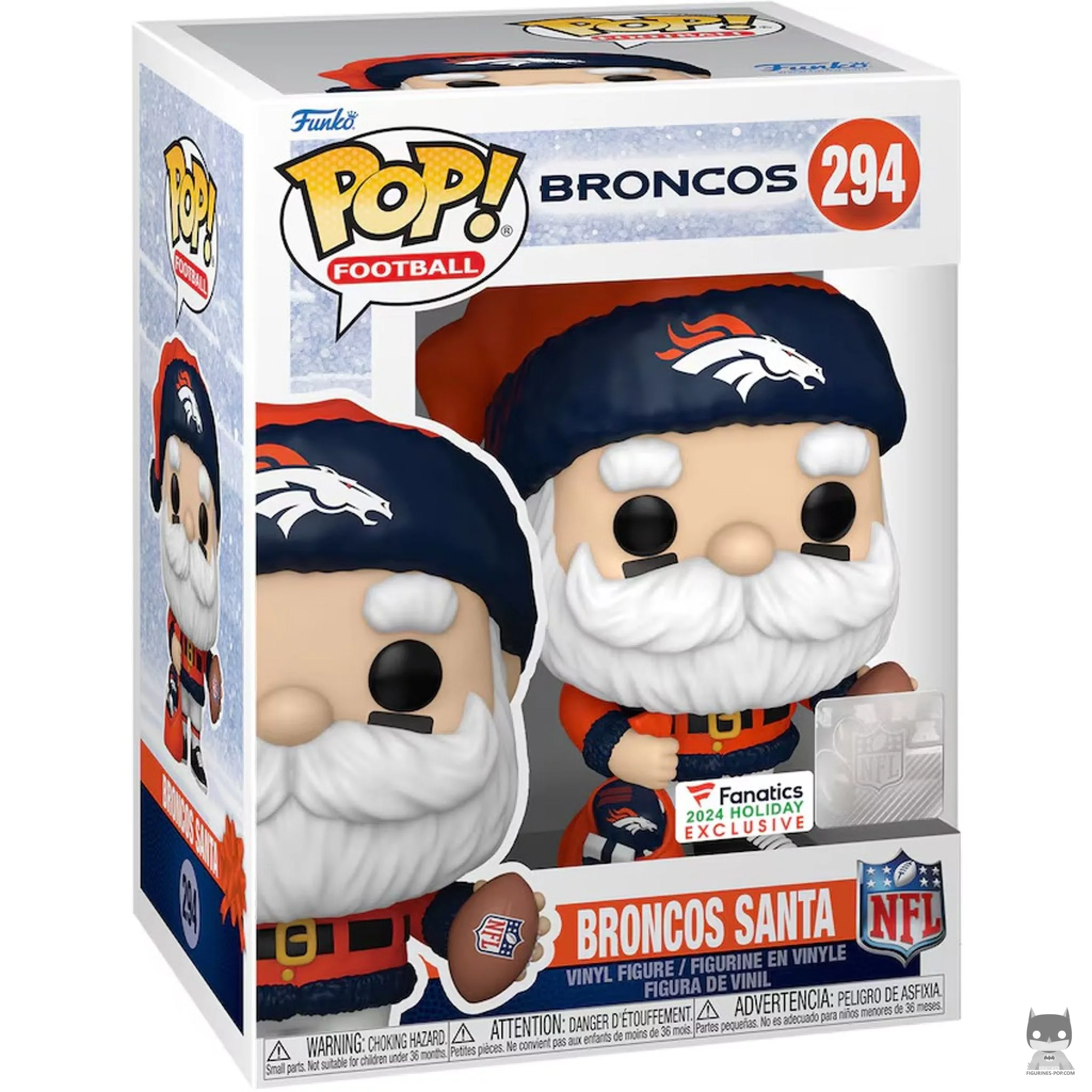 Figura Funko Pop! Papá Noel de los Broncos en su caja