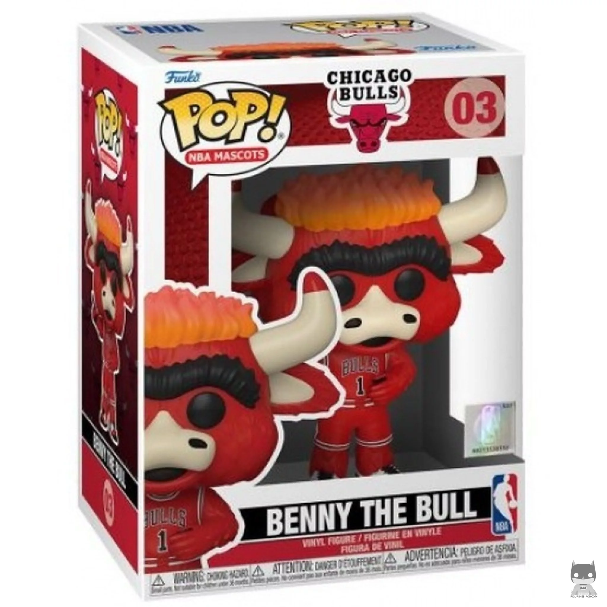 Figura Funko Pop! Benny the Bull (Chicago Bulls) en su caja