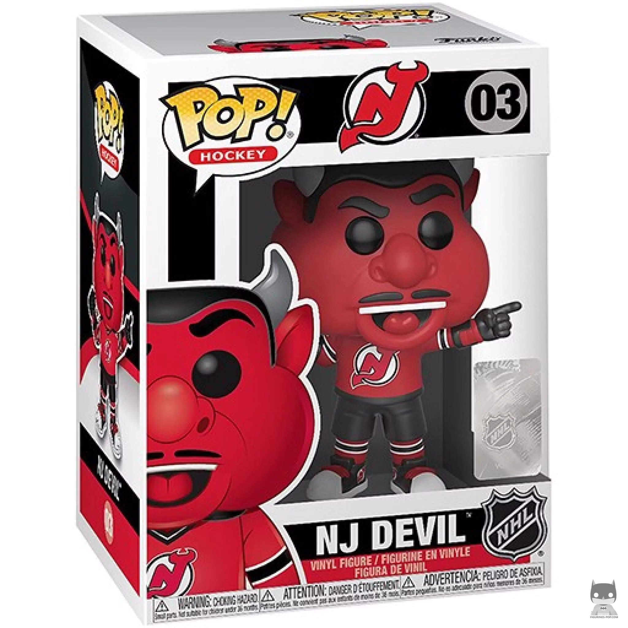 Figura Funko Pop! NJ Devil (New Jersey Devils) en su caja