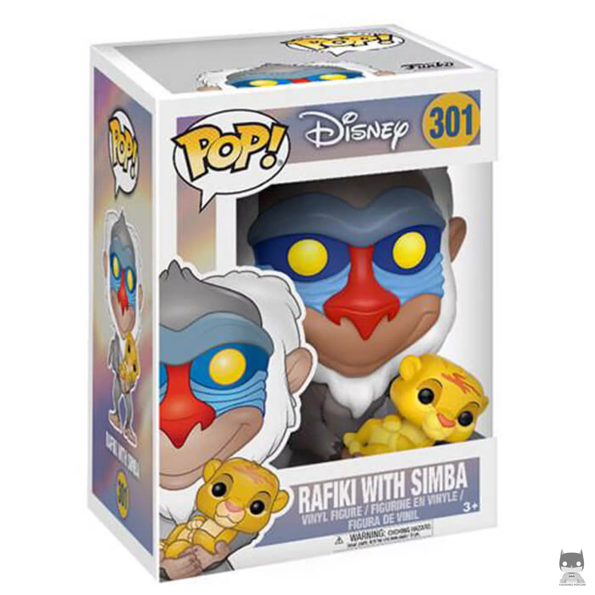 Figura Funko Pop! Rafiki sosteniendo a Simba bebé en su caja