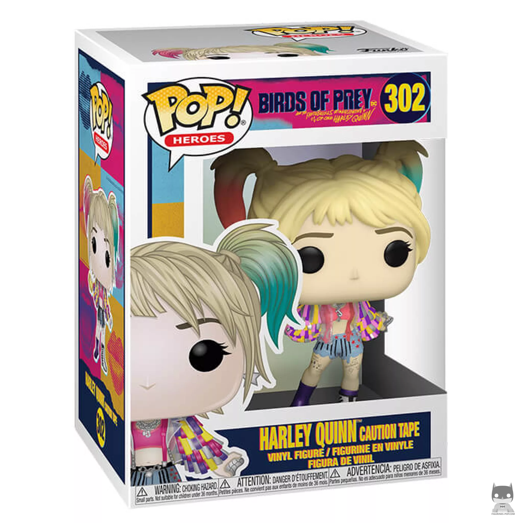 Figura Funko Pop! Harley Quinn con cinta de precaución en su caja