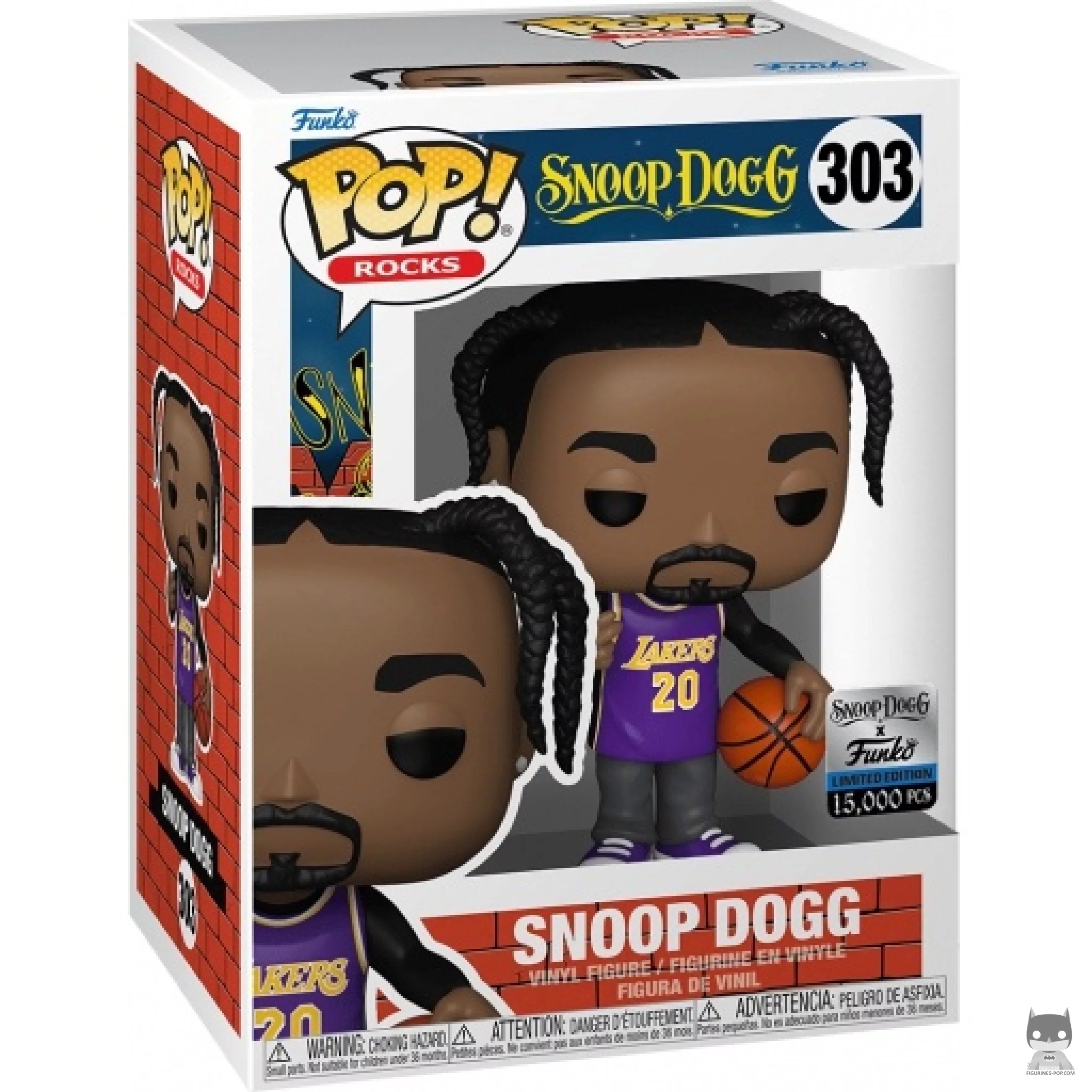 Figura Funko Pop! Snoop Dogg con camiseta de los Lakers en su caja