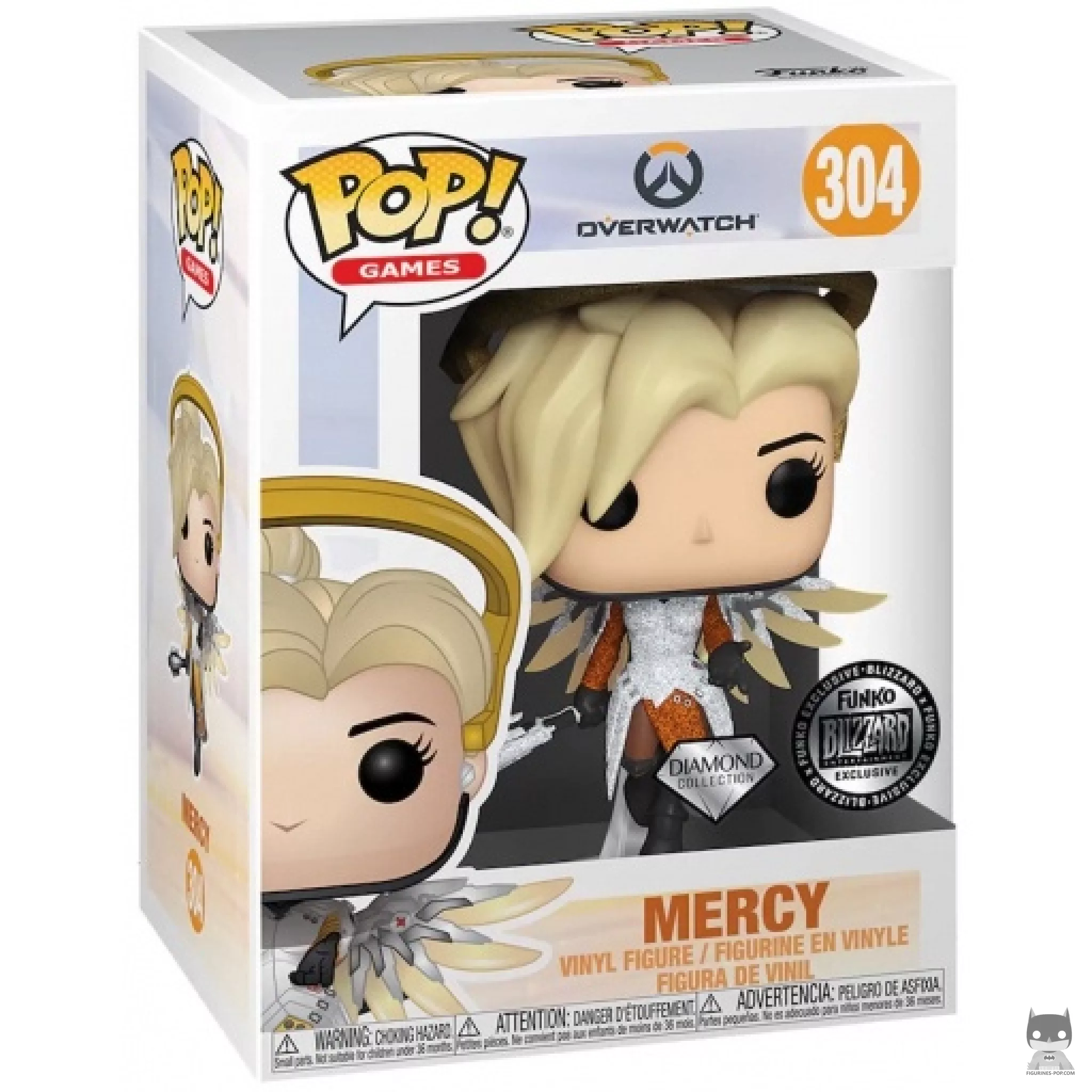 Figura Funko Pop! Mercy (Purpurina de diamante) en su caja