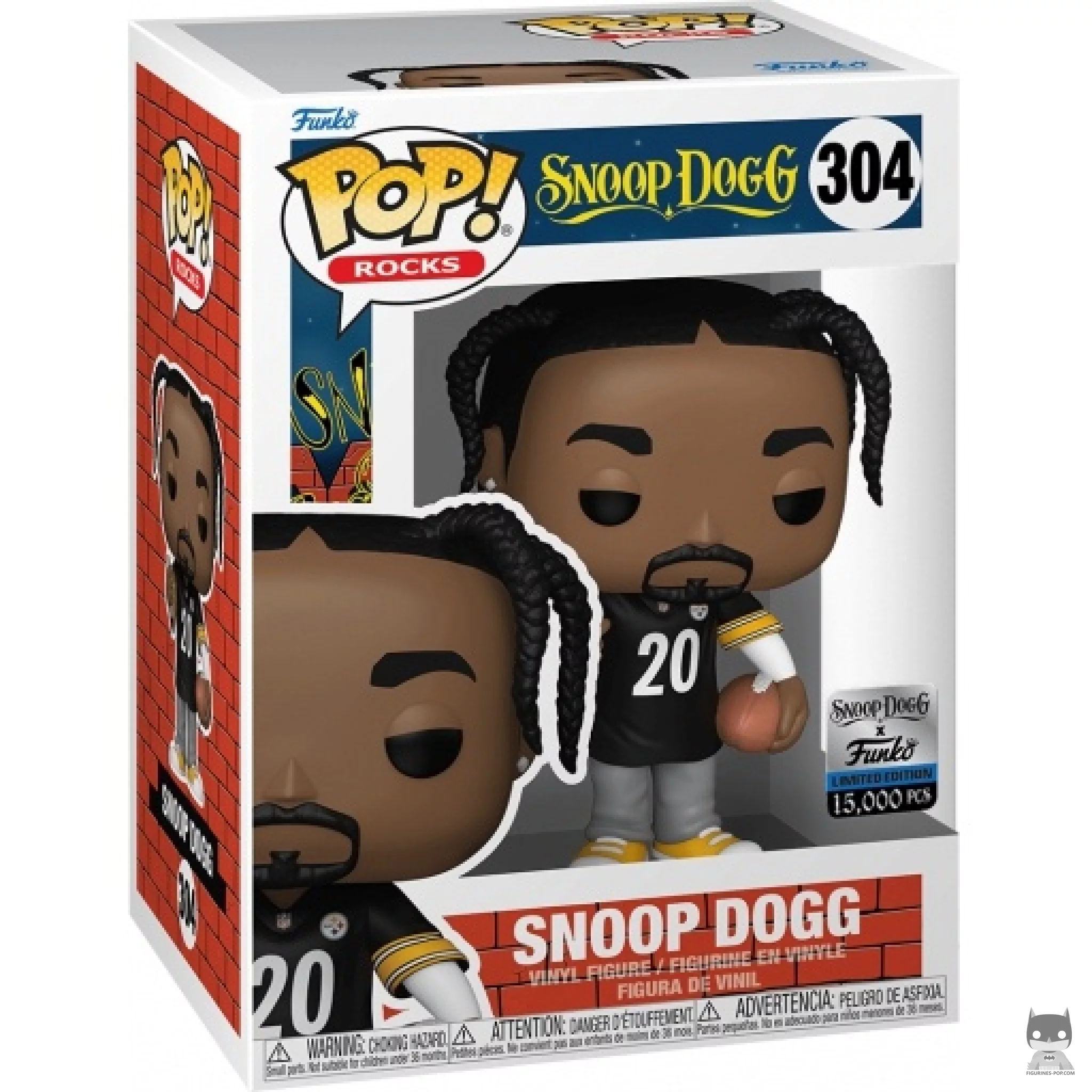 Figura Funko Pop! Snoop Dogg con camiseta de los Steelers en su caja