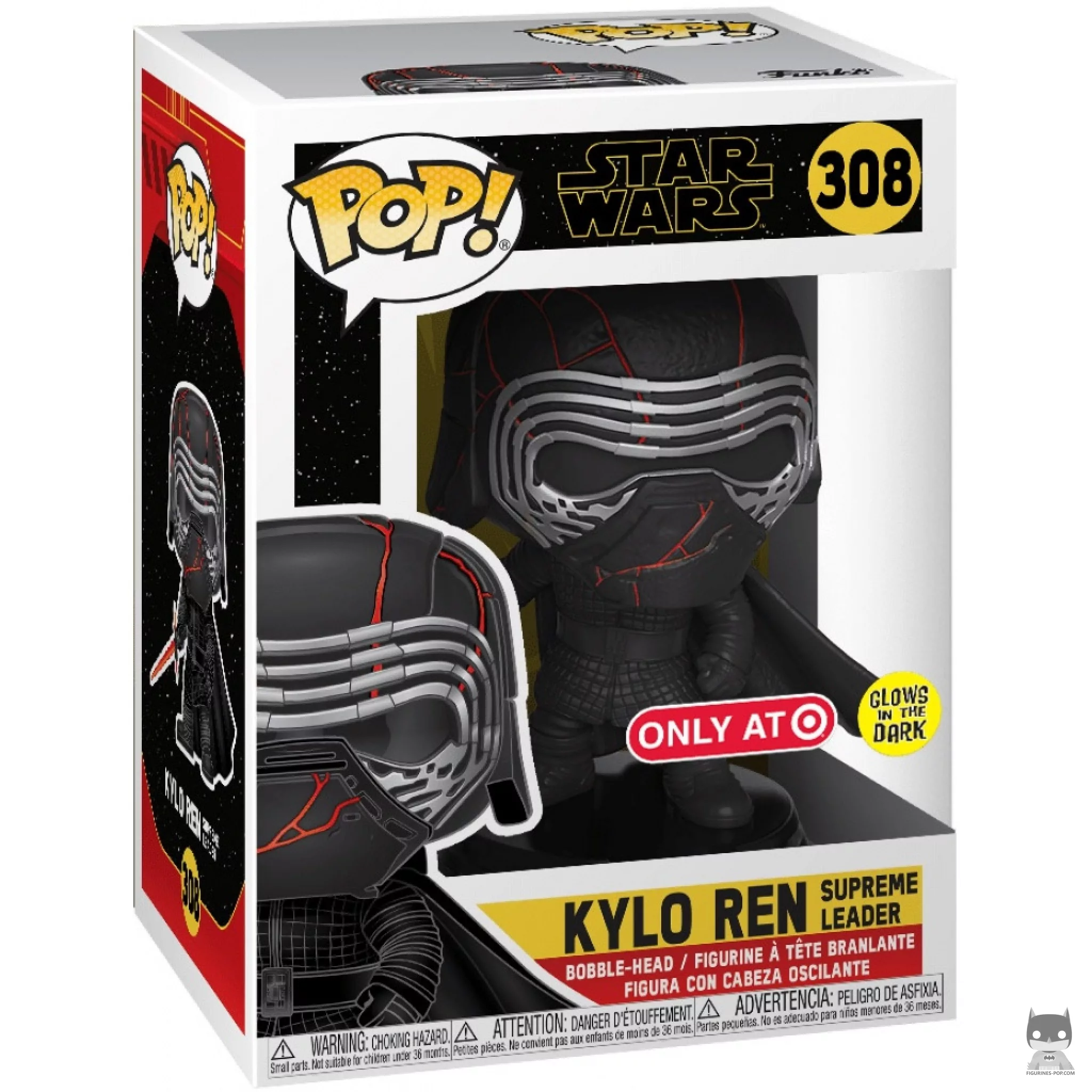 Figura Funko Pop! Líder Supremo Kylo Ren (Brilla en la oscuridad) en su caja