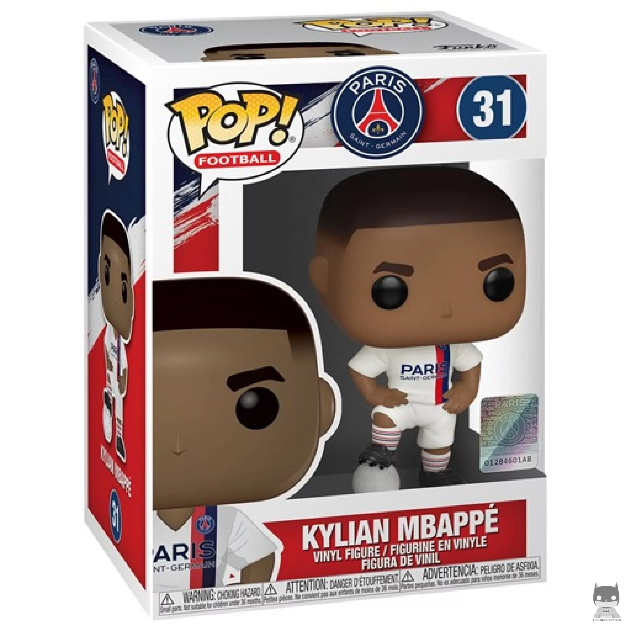Figura Funko Pop! Kylian Mbappé (Paris Saint-Germain) (Blanco) en su caja