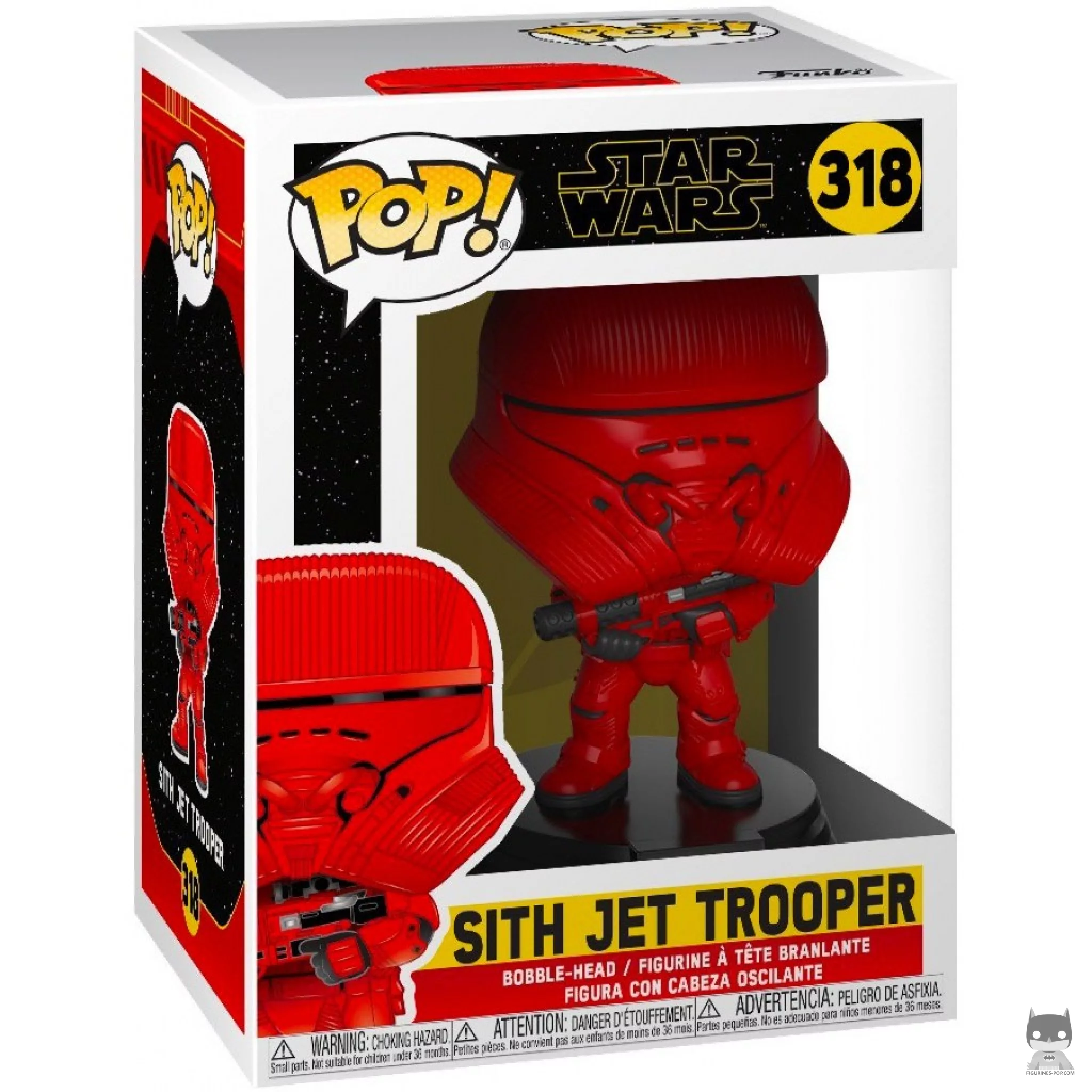 Figura Funko Pop! Soldado Sith a reacción (Rojo) en su caja