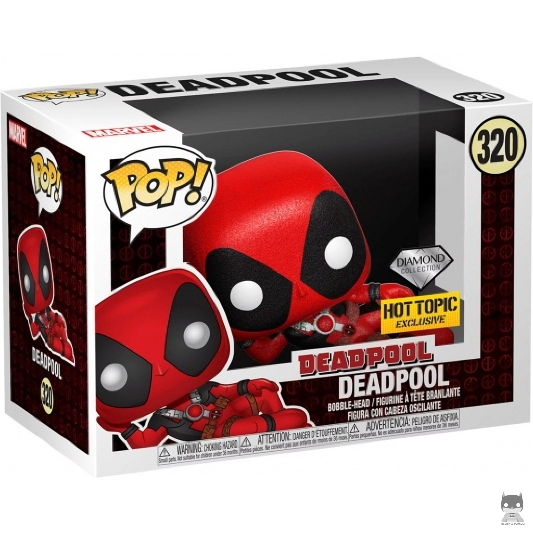 Figura Funko Pop! Deadpool informal (Purpurina de diamante) en su caja