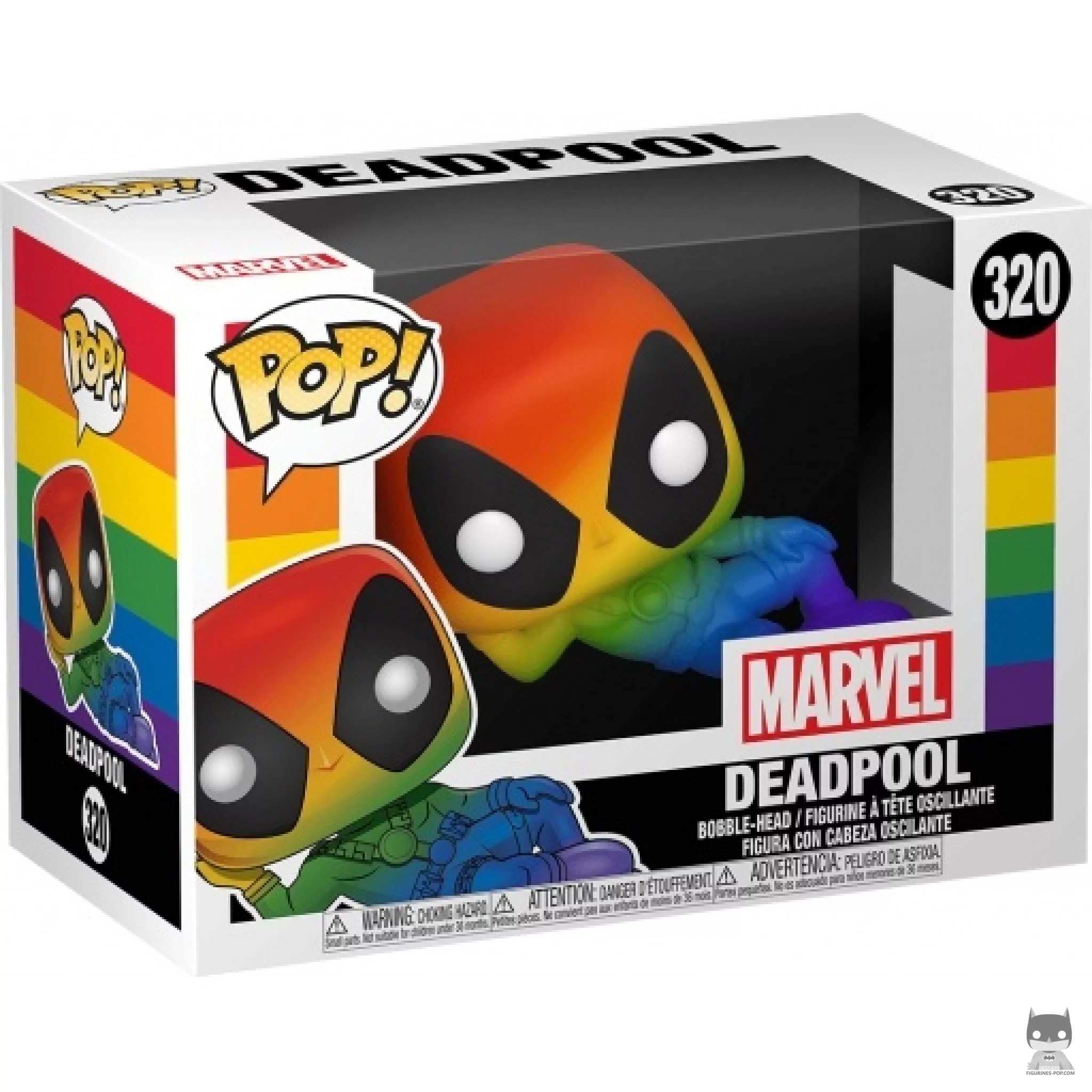 Figura Funko Pop! Deadpool (Arcoíris) en su caja