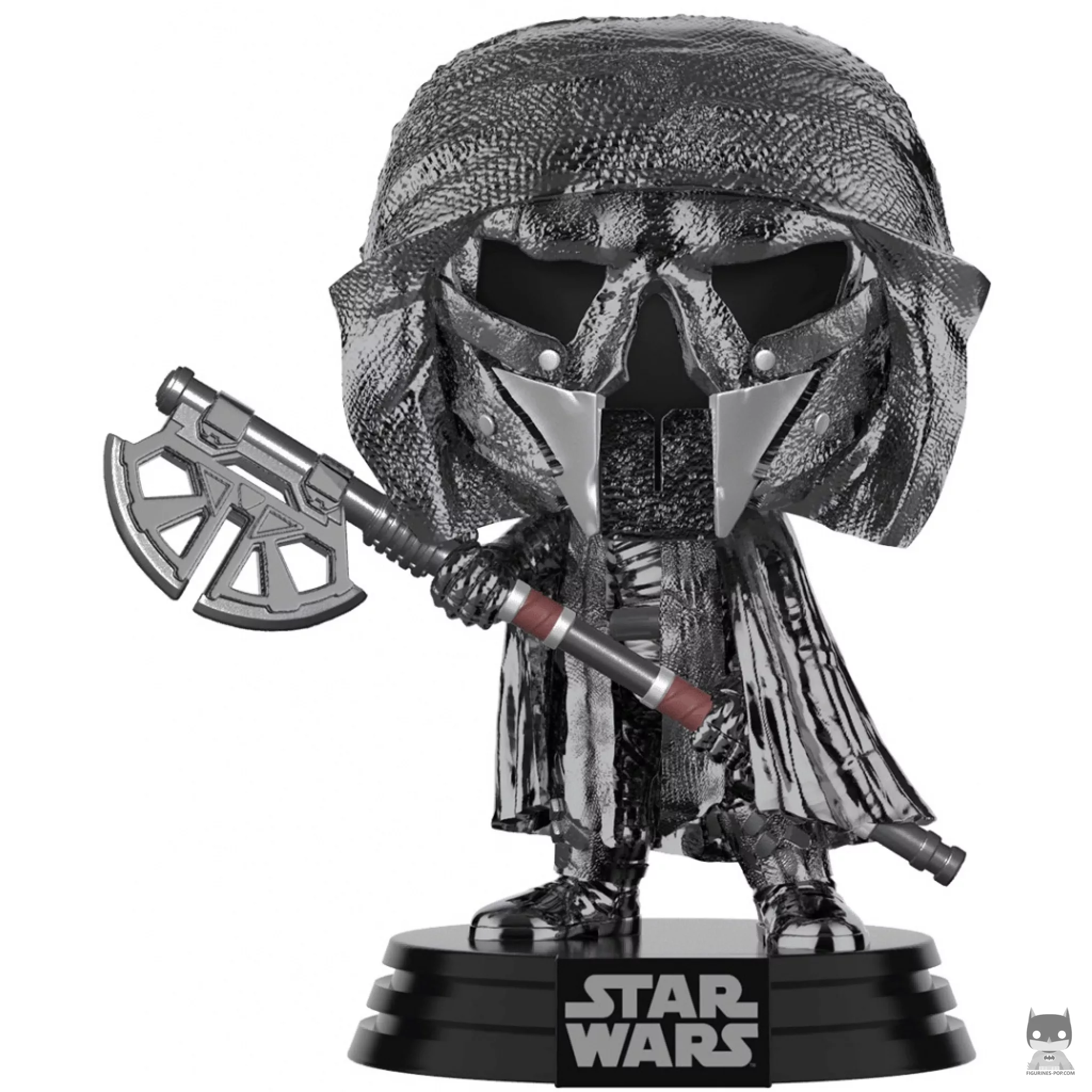 Figura Funko Pop! Caballero de Ren con hacha larga (Cromado hematita) (Star Wars: Episodio IX, El ascenso de Skywalker)