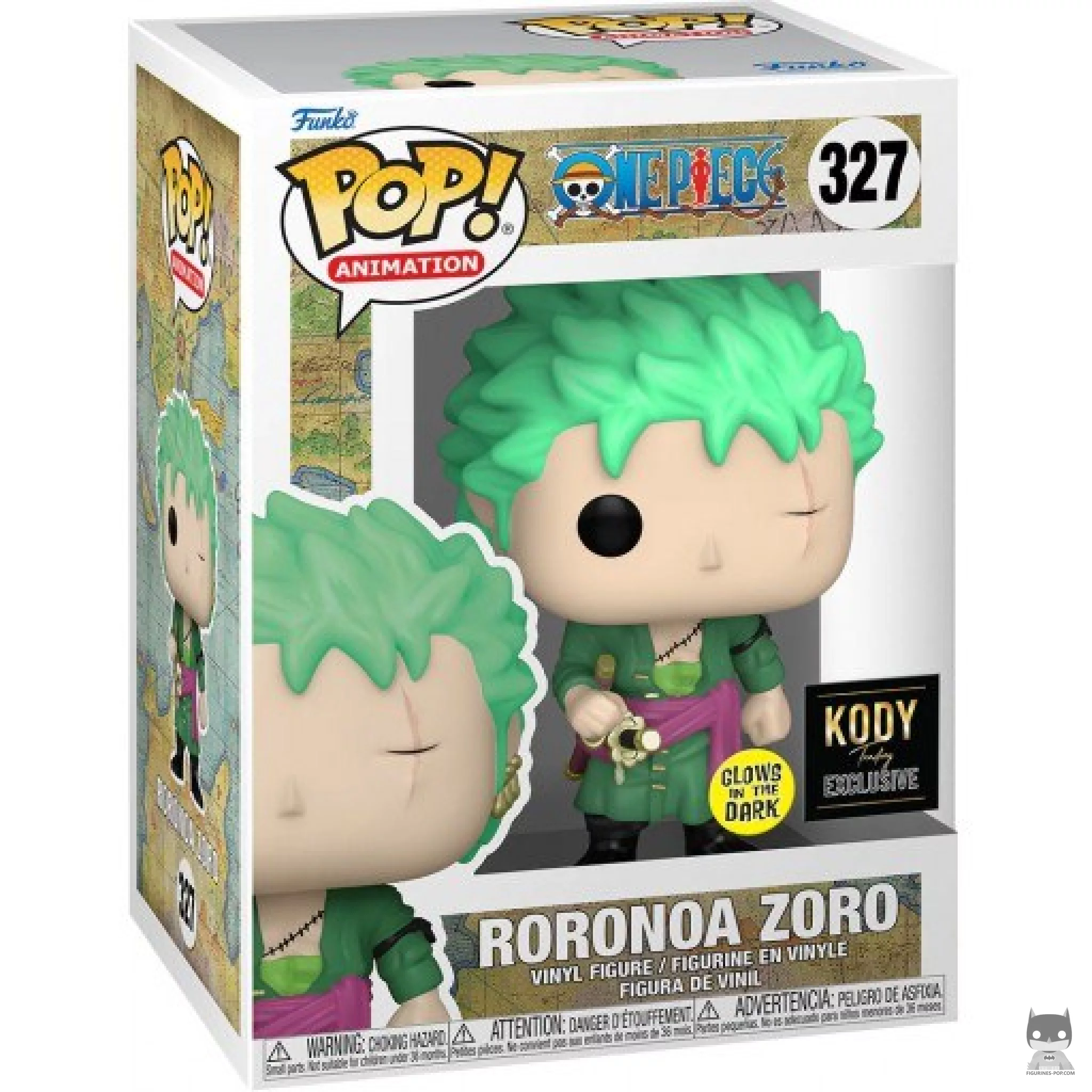 Figura Funko Pop! Roronoa Zoro (Brilla en la oscuridad) en su caja