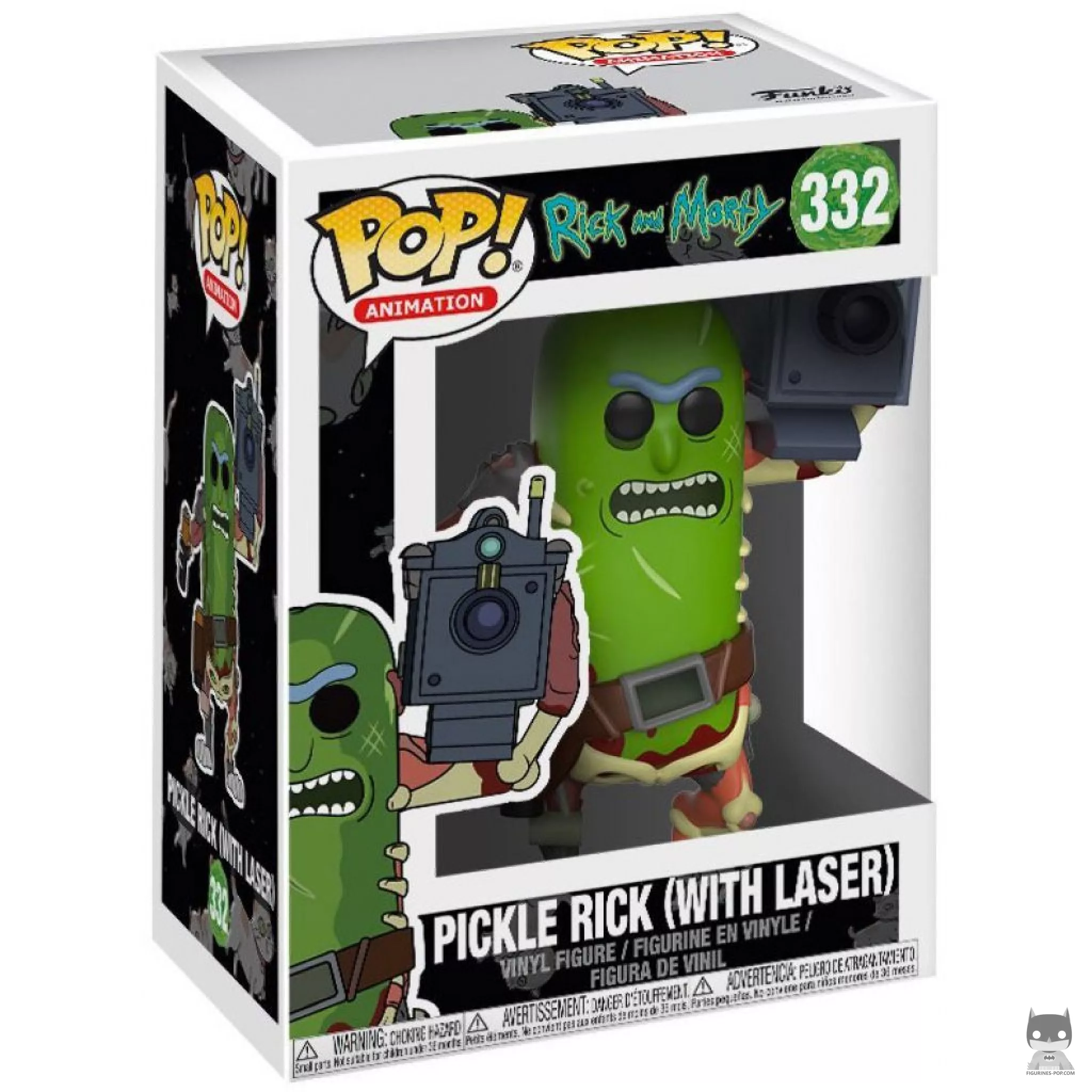 Figura Funko Pop! Pepinillo Rick con láser en su caja